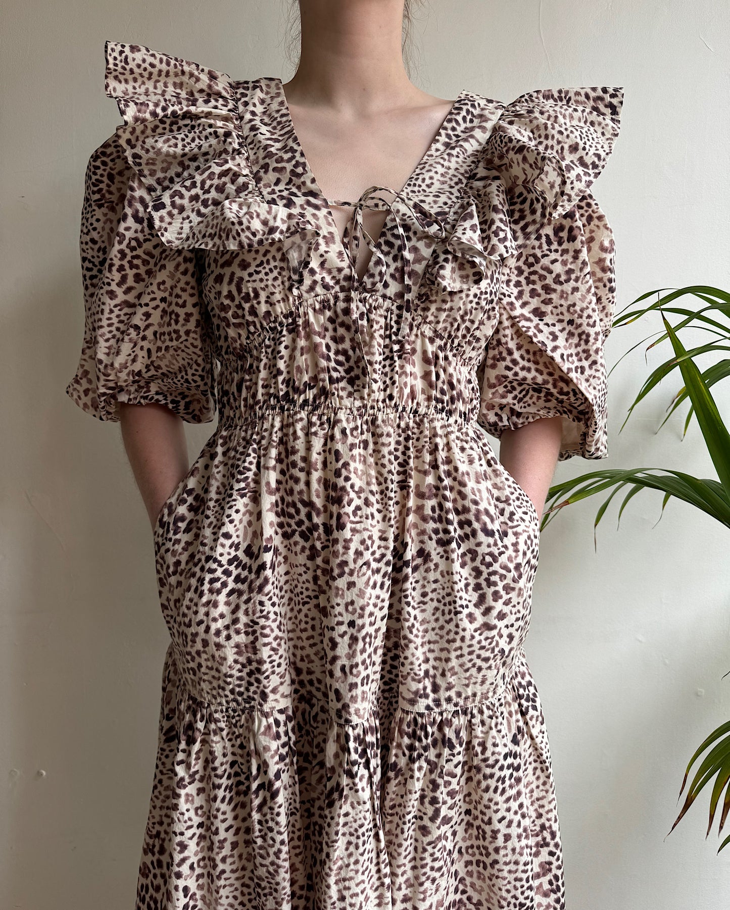 Animal-Print Dress ~ Size 10 close up of blouse section