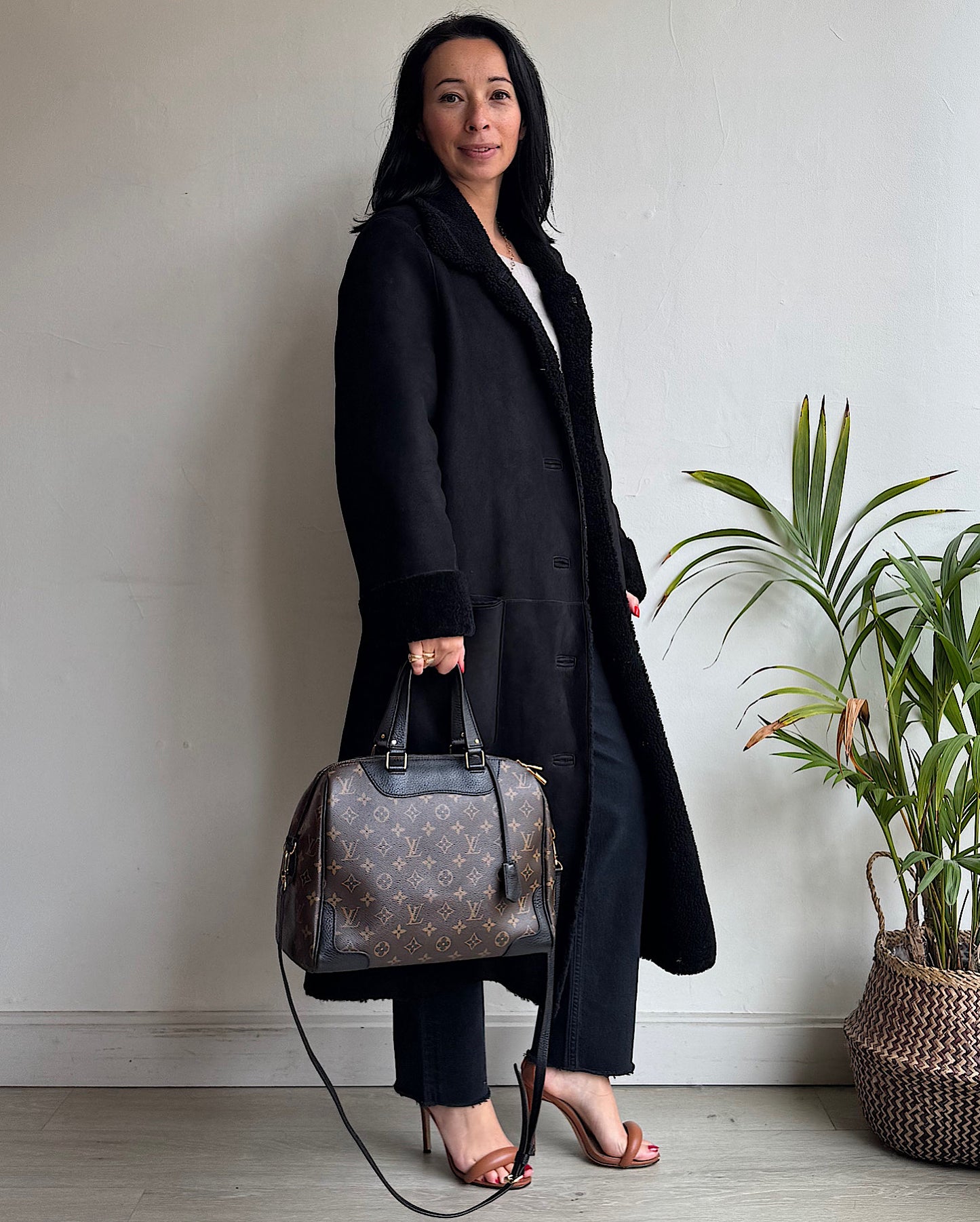 Black Shearling Coat ~ Size 10