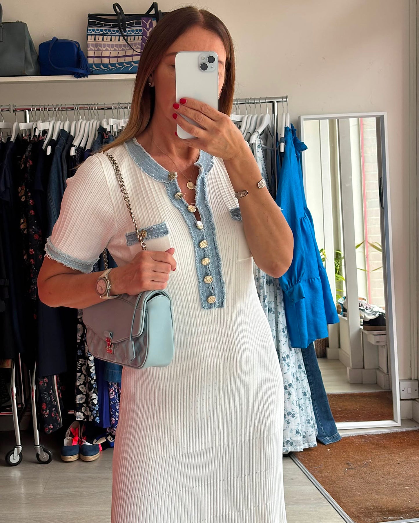 Sandro White Ribbed Dress ~ Size S