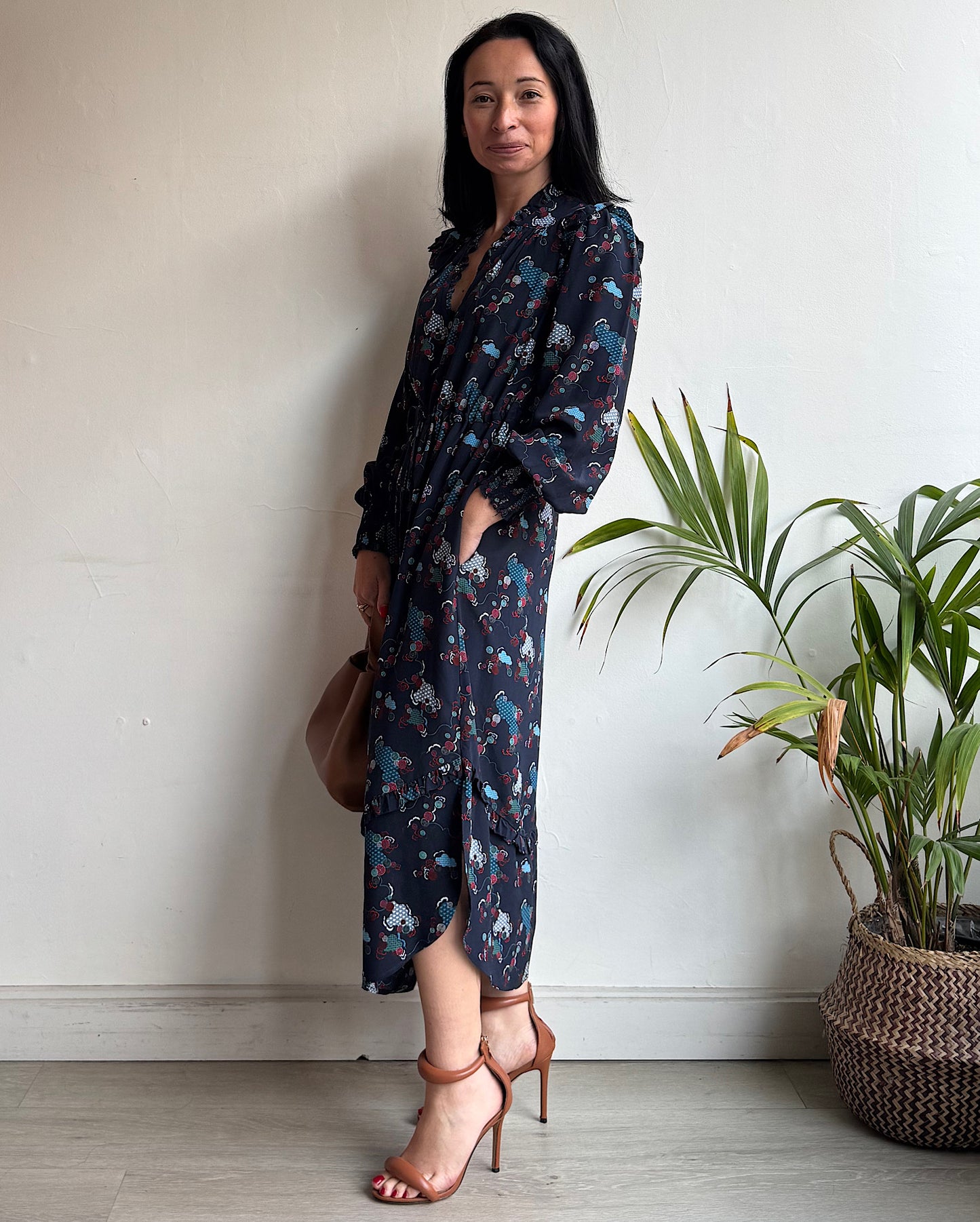 Silk Patterned Dress ~ Size 8