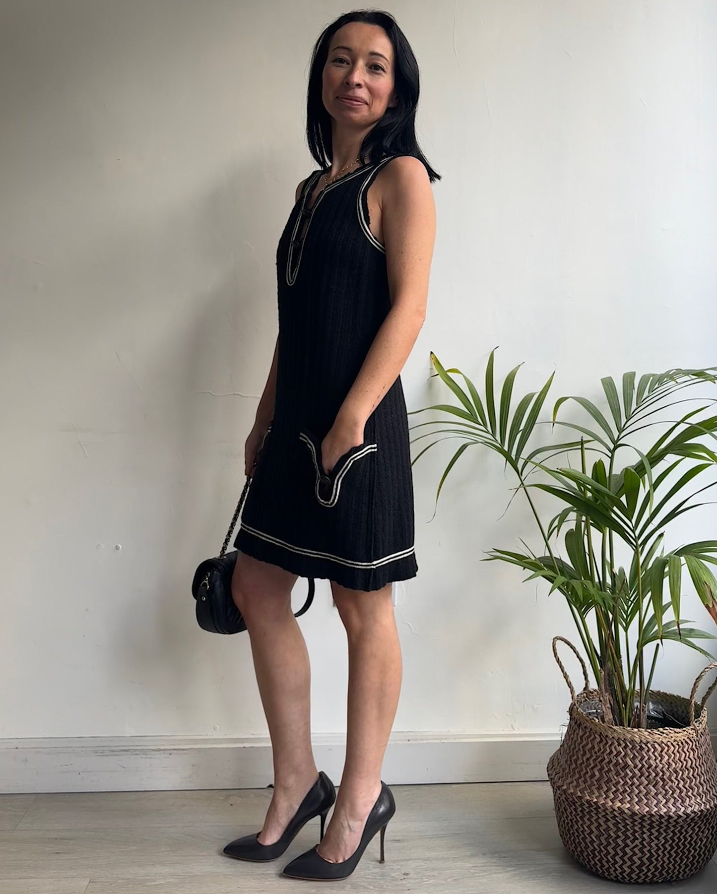 Black Ribbed Mini Dress ~ Size 6