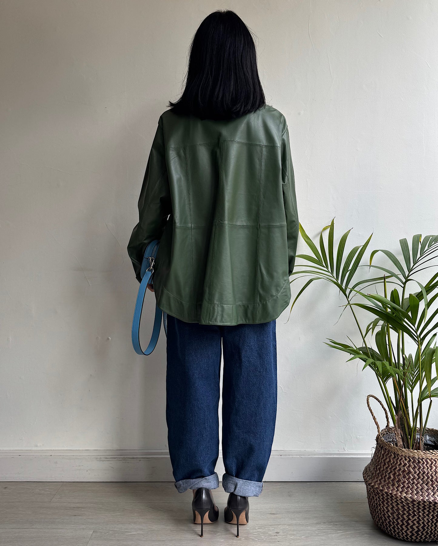 Green Leather Shirt ~ Size 12