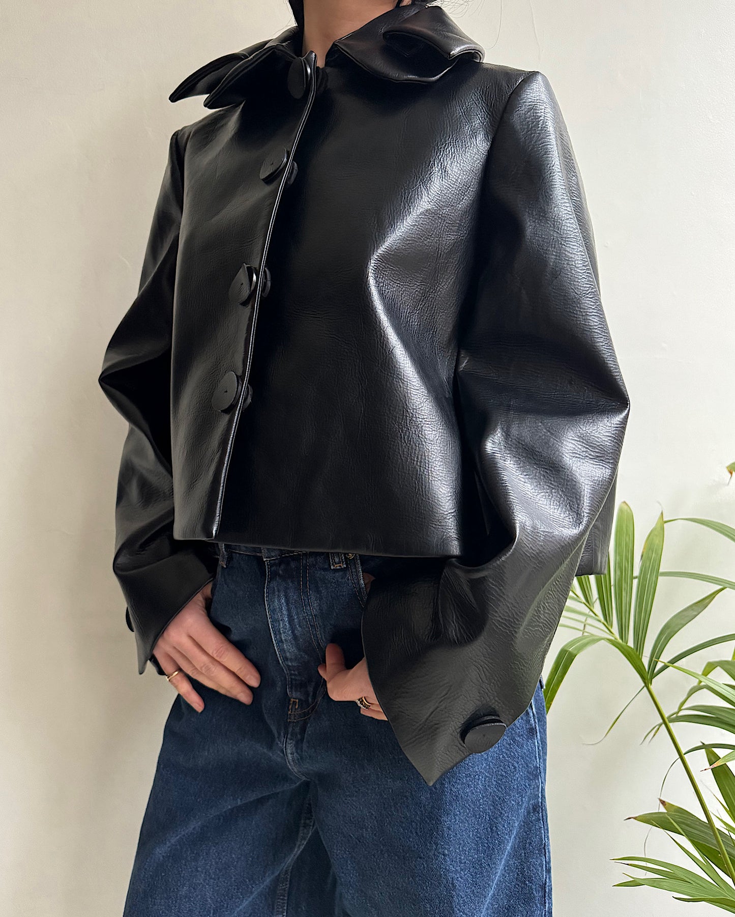 Cropped Leather Jacket ~ Size 10