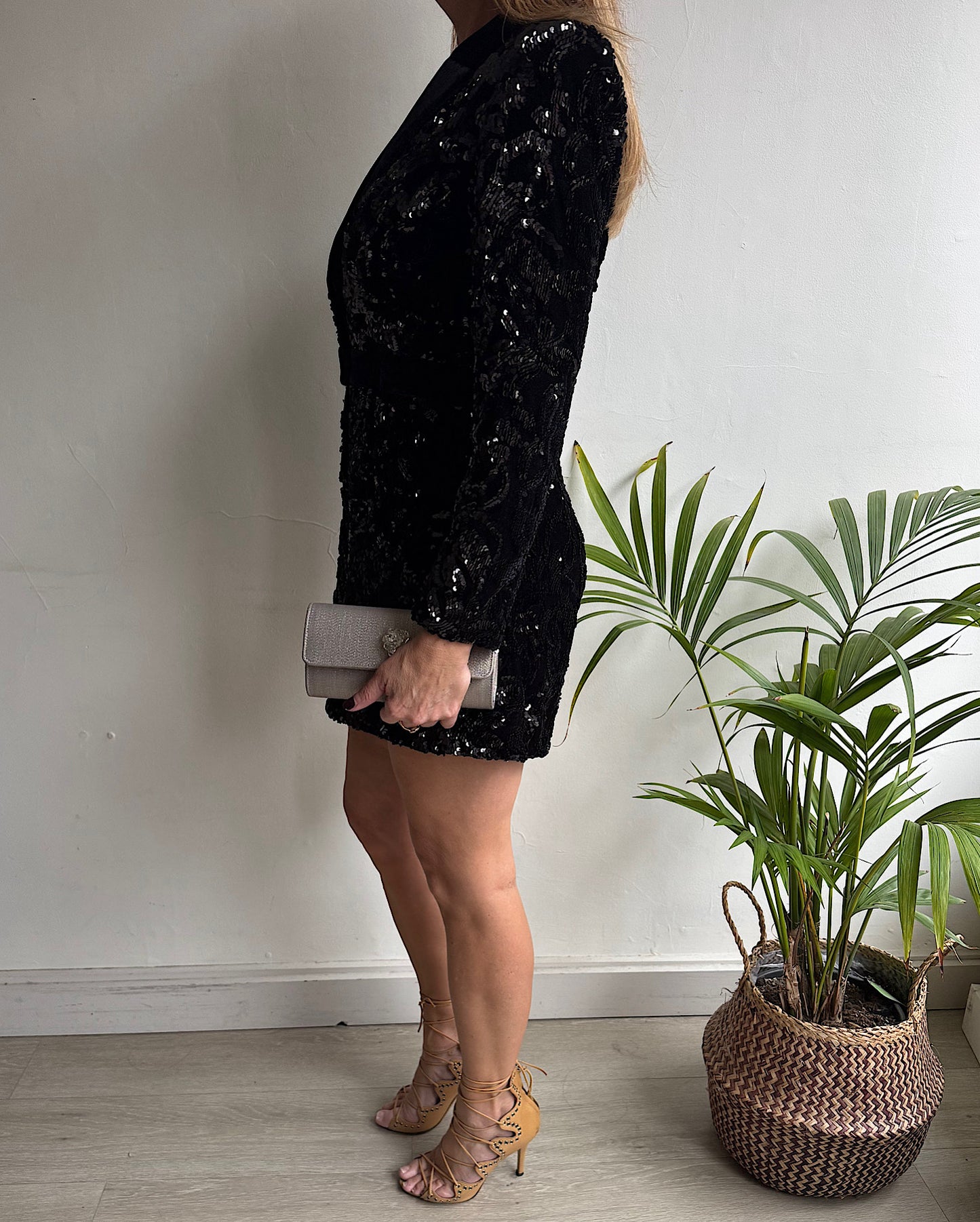 Black Sequin Playsuit ~ Size 10/12