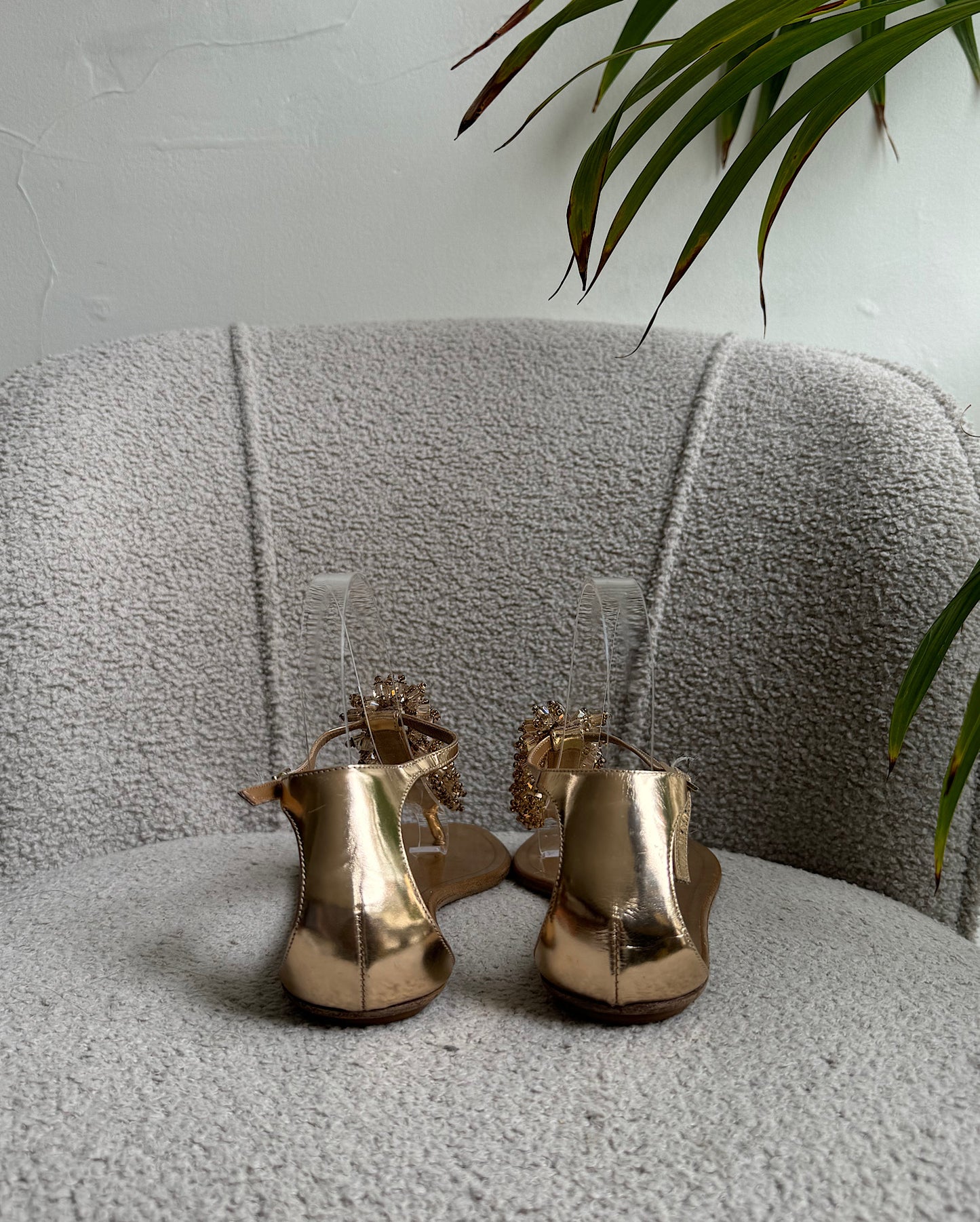 SALE Champagne Gold Embellished Sandals ~ Size 5.5