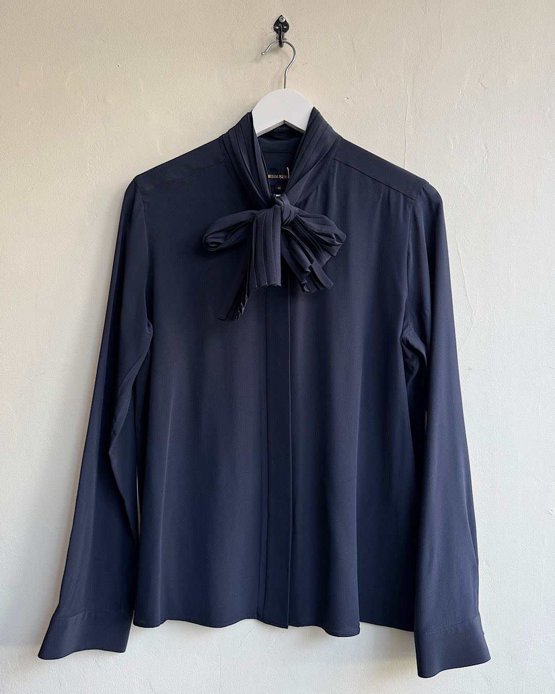 Navy Silk Blouse ~ Size 12