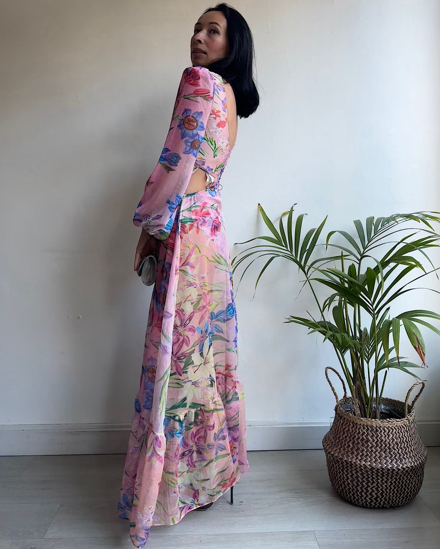 Floral Silk Dress ~ Size 8