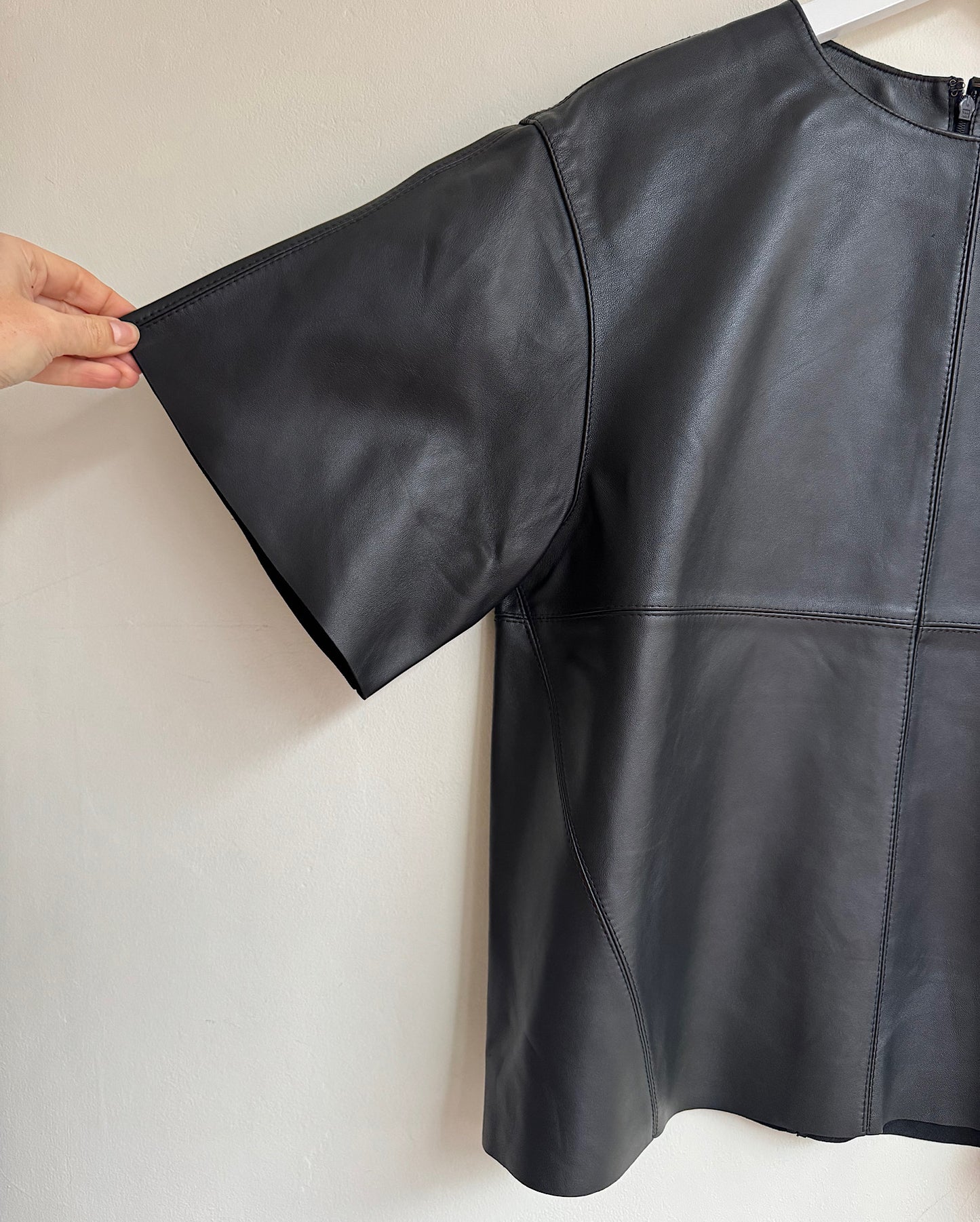 Black Leather Frieda Top ~ Size 10-12