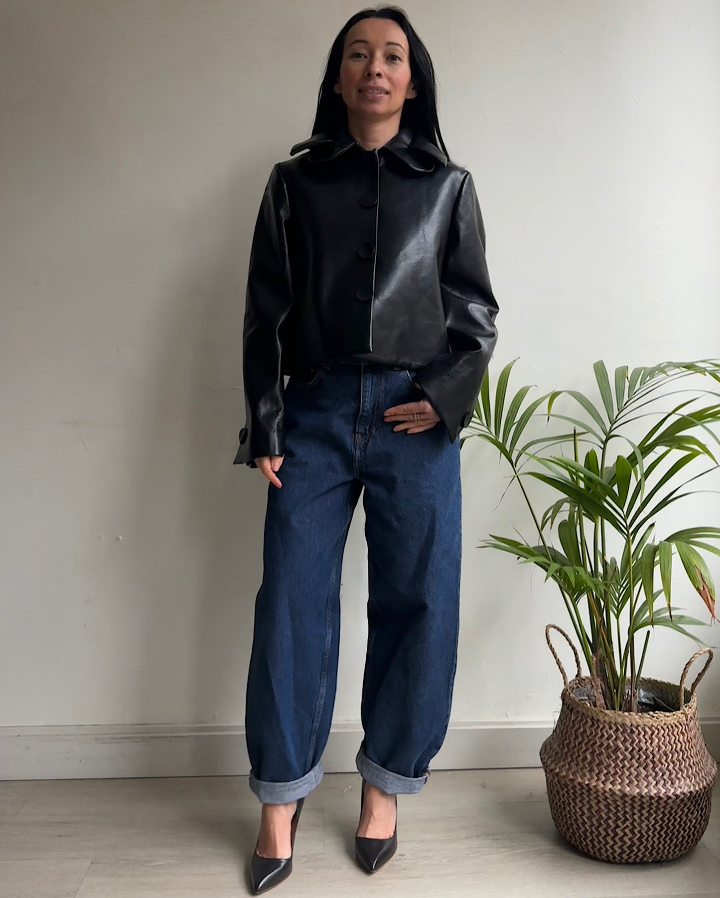 Cropped Leather Jacket ~ Size 10