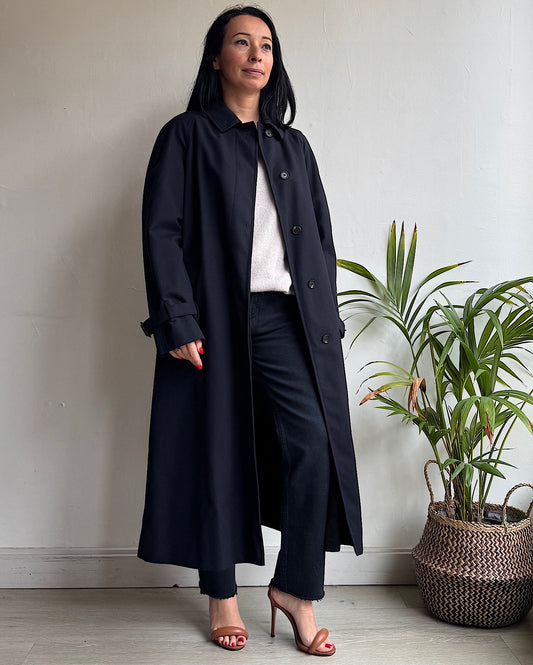 Navy Wool-Blend Mac ~ Size 10