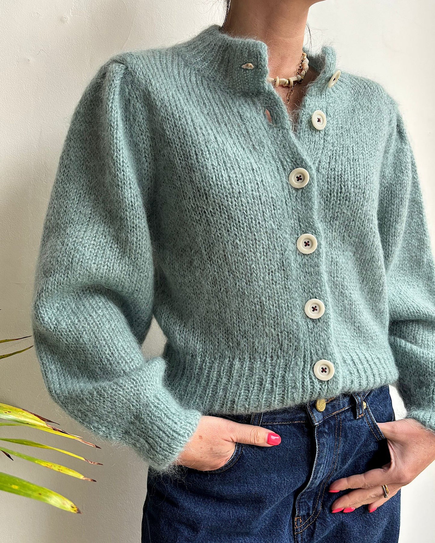 Green Mohair Cardigan ~ Size XS
