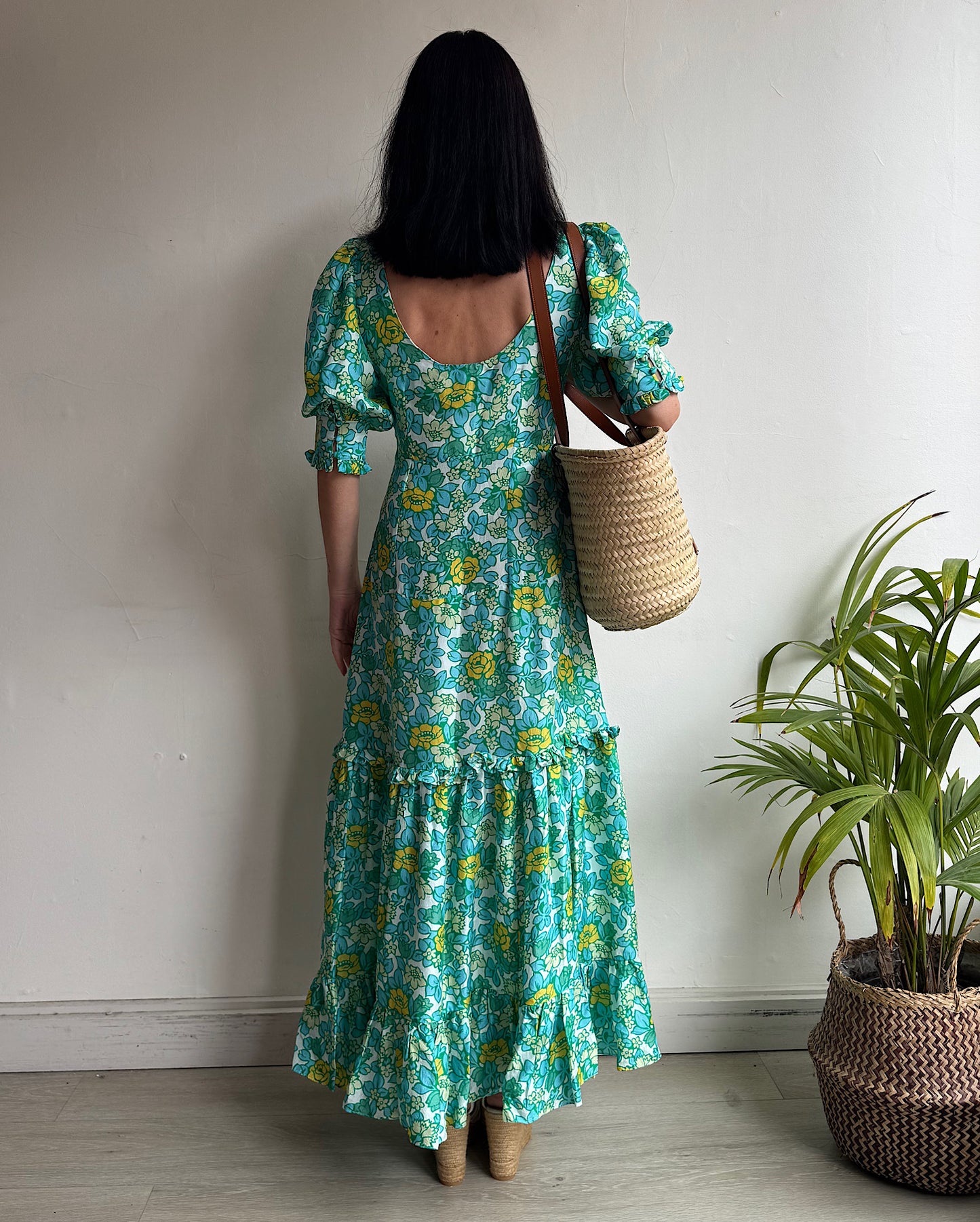 RIXO Kiara Green Silk Floral Dress ~ Size XS