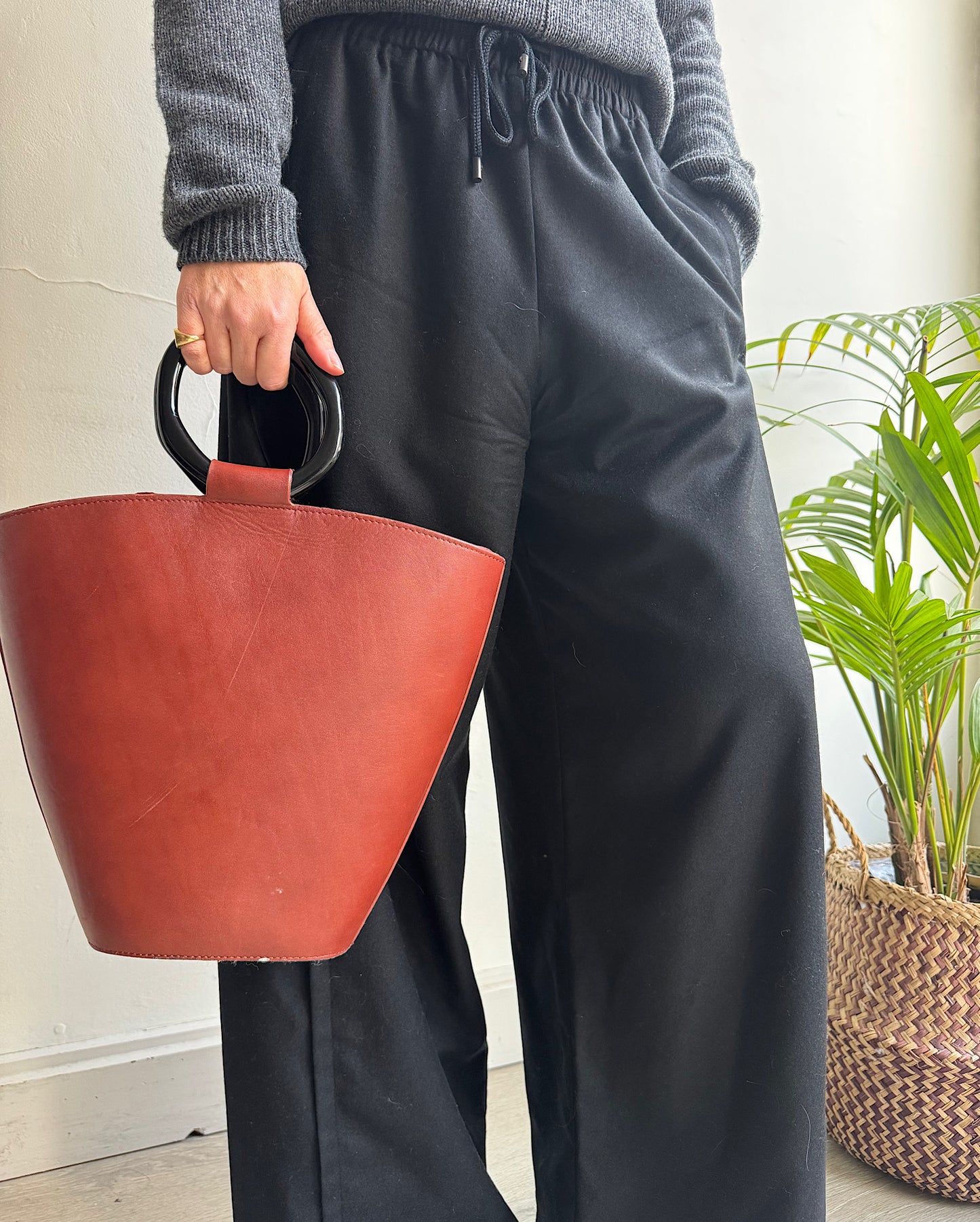 Black Wool Palazzo Trousers ~ Size M