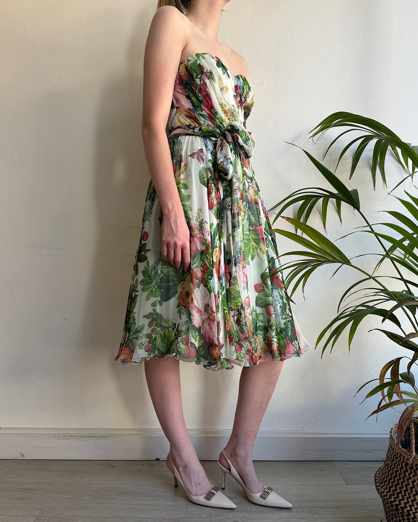 Floral Strapless Dress ~ Size 14