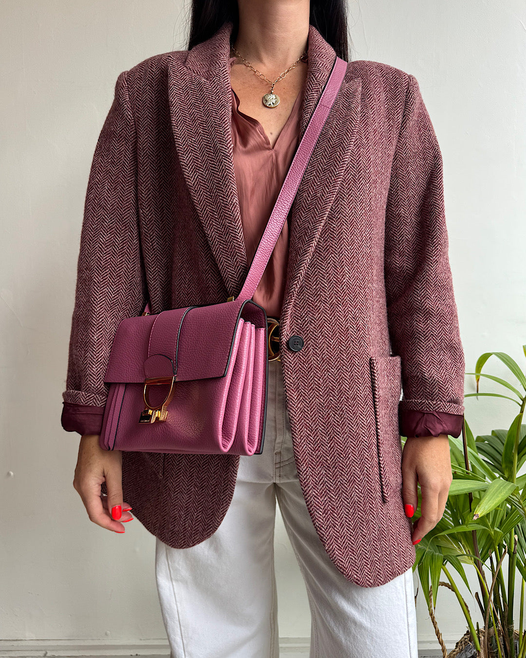 BASH Pink Herringbone Jacket ~ Size 10
