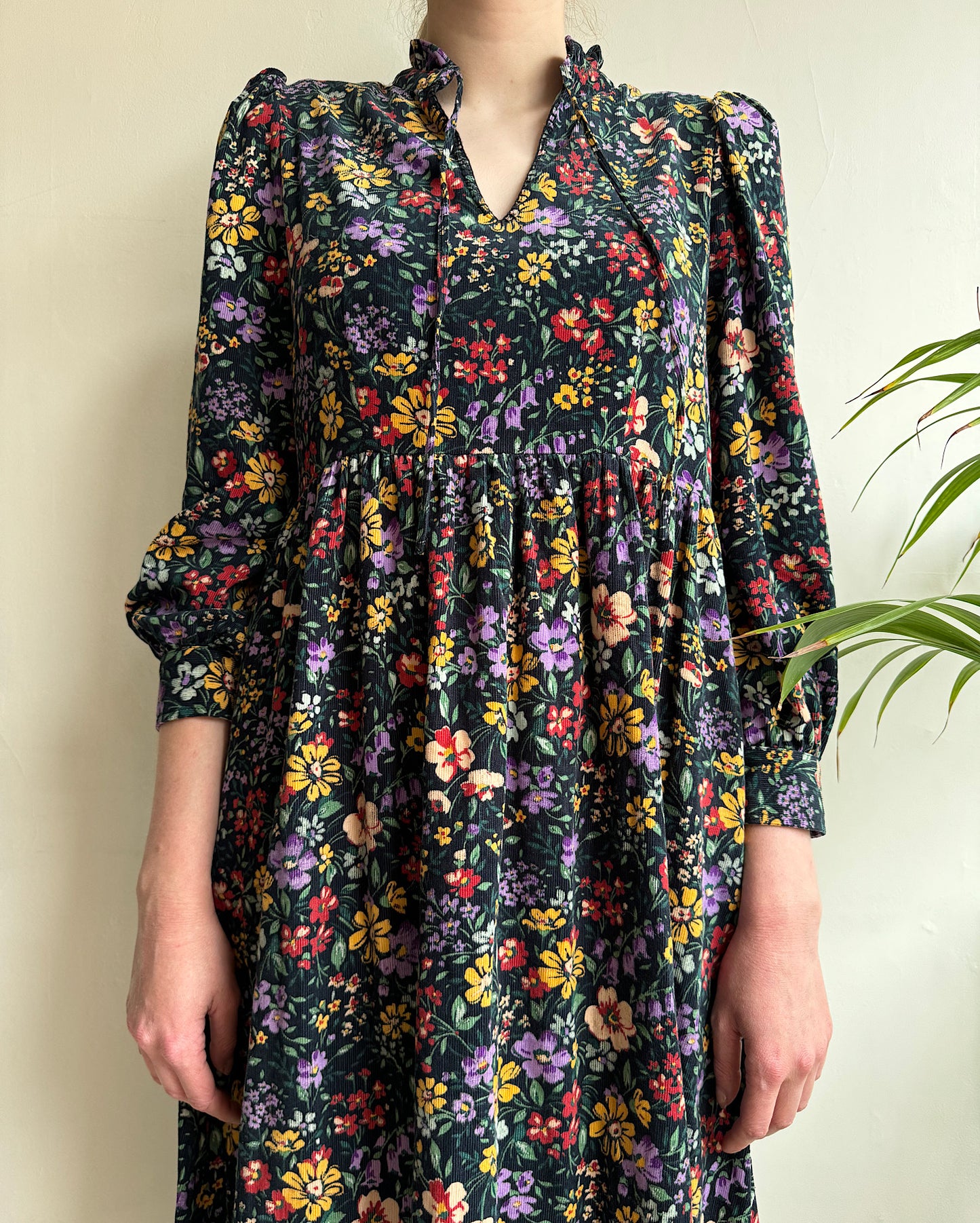 Floral Needlecord Dress ~ Size XS