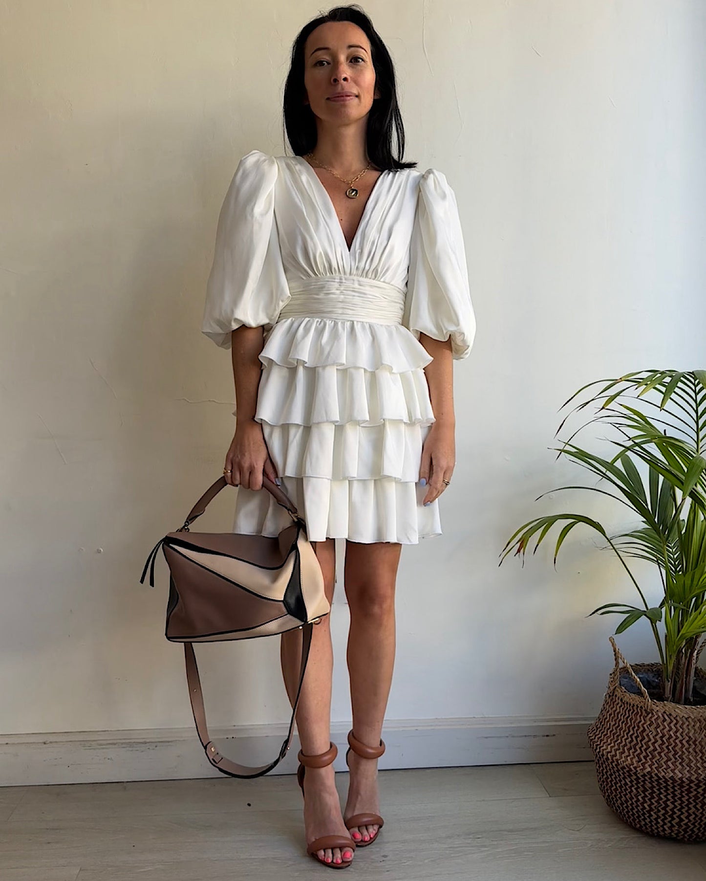 White Ruffle Mini Dress ~ Size 6