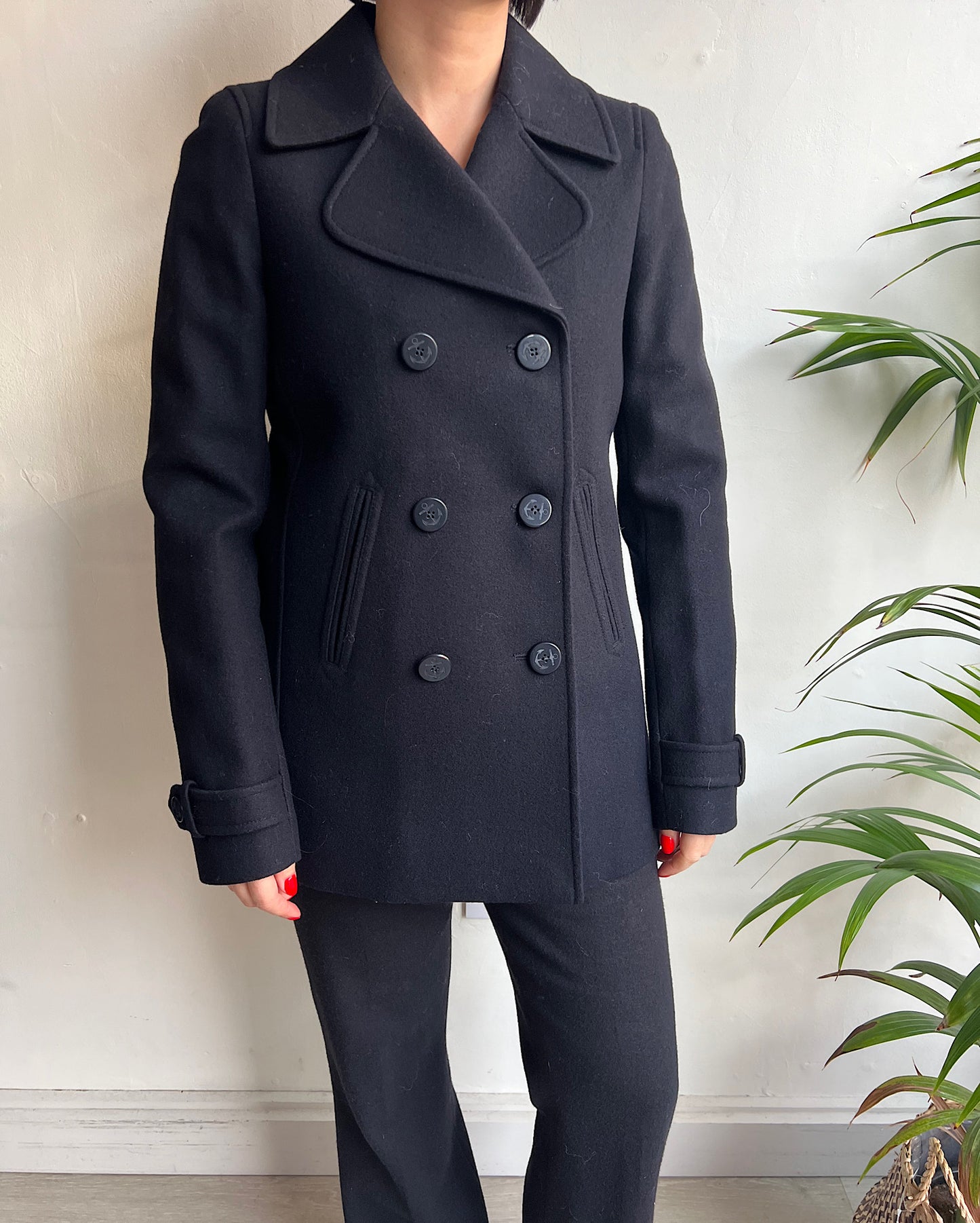 Black Wool Coat ~ Size S