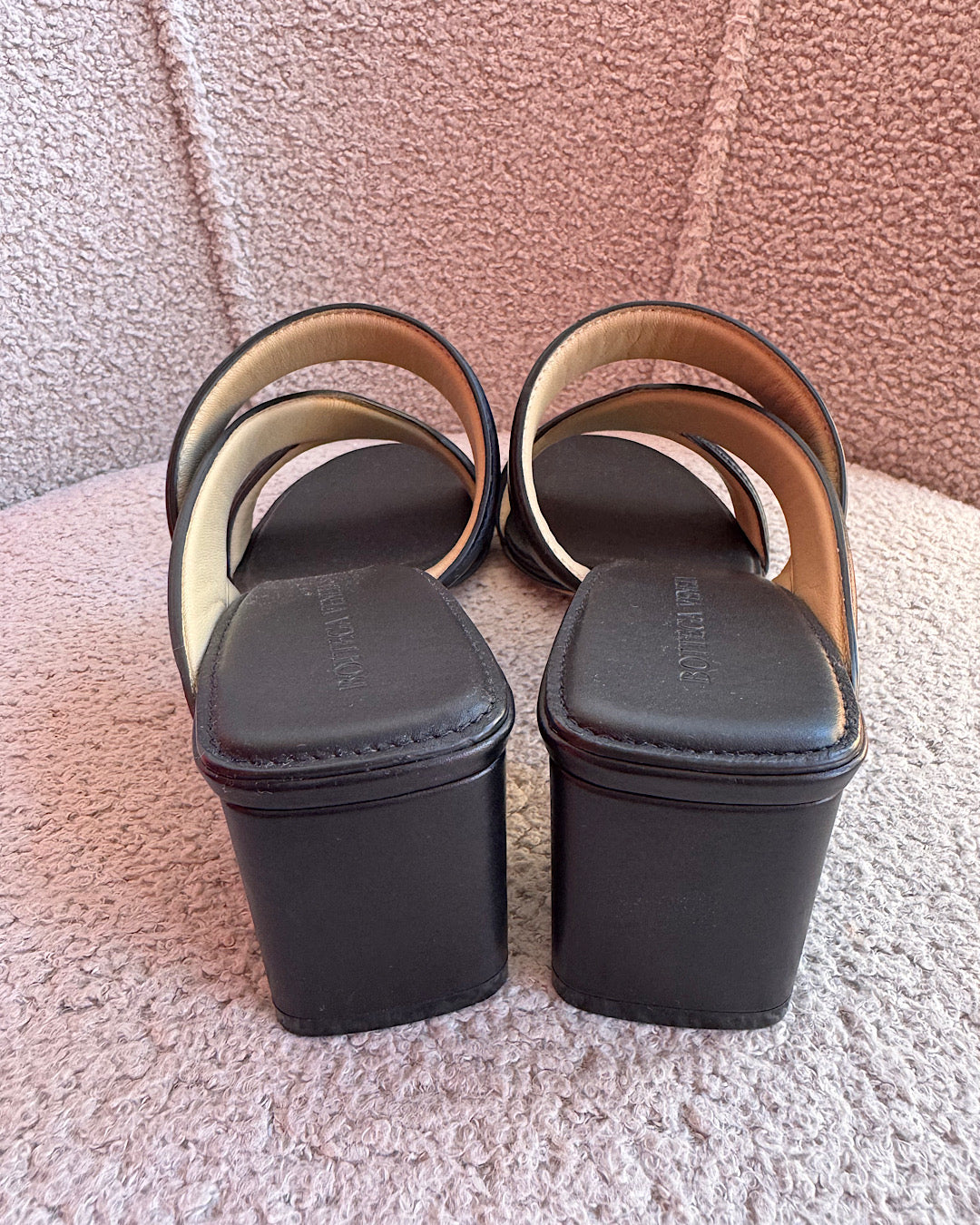 Bottega Veneta Black Leather Heeled Sandals ~ Size 5.5