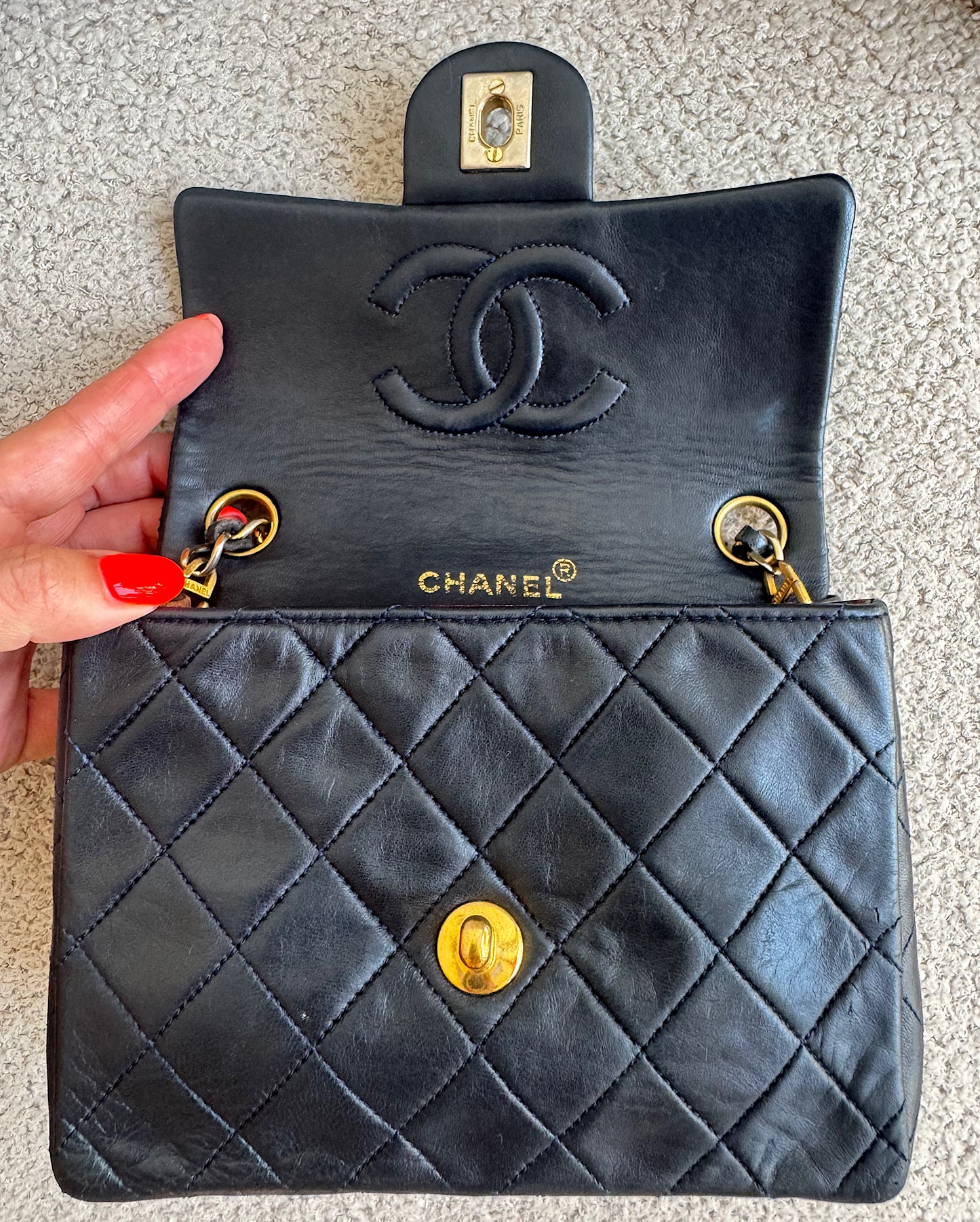Chanel Navy Square Classic Flap Bag