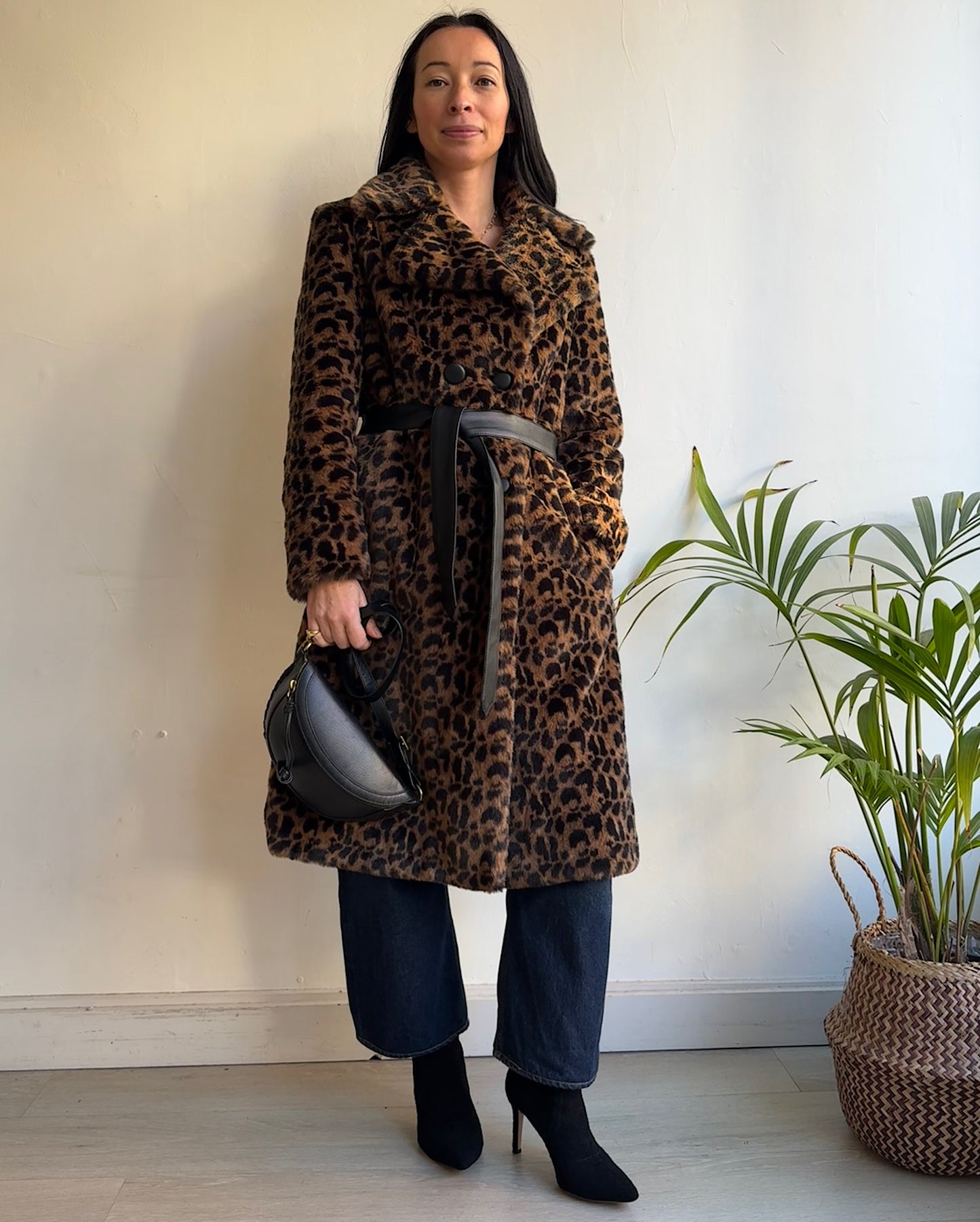 Animal Print Faux Fur Coat ~ Size 8/10