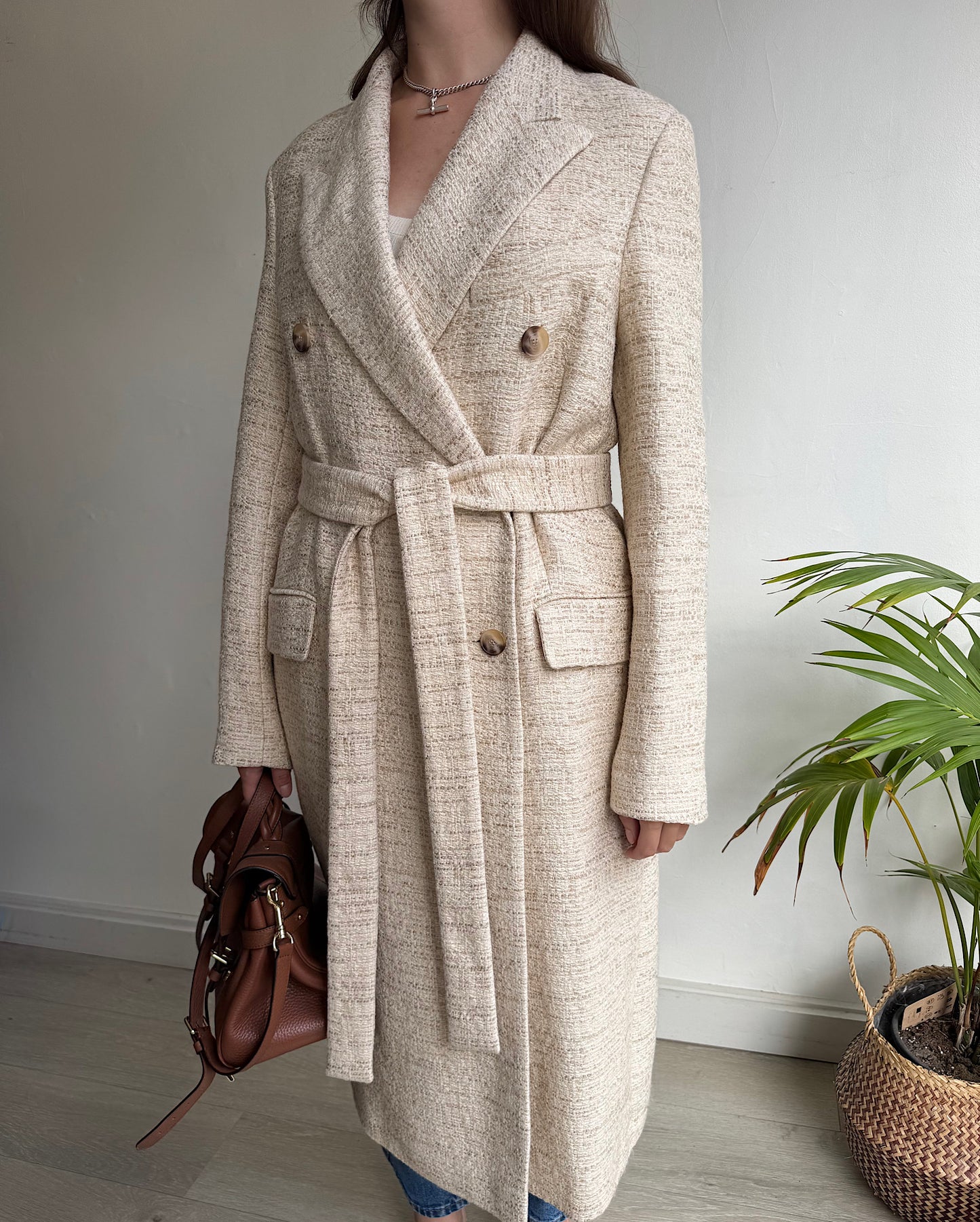 Cream Double Breasted Coat ~ Size 8-10