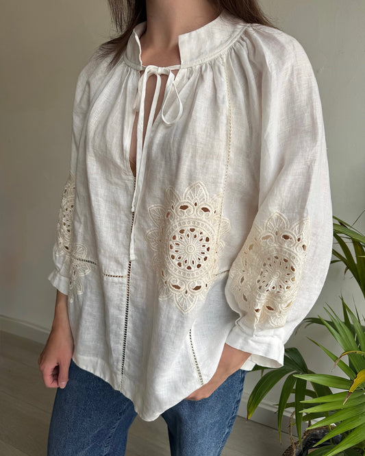 Cream Linen Top ~ Size XS