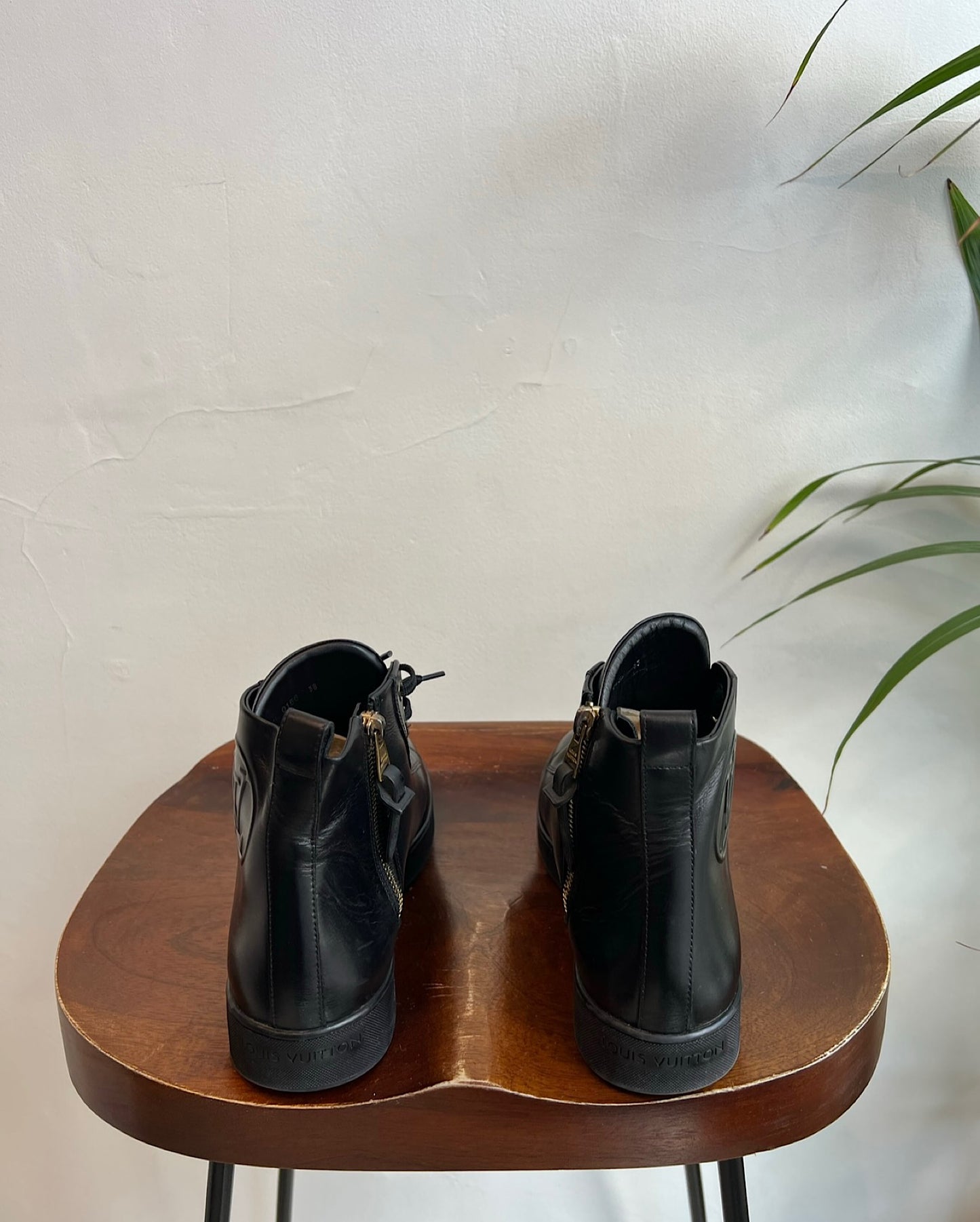 SALE - Black Leather Trainers ~ Size 5