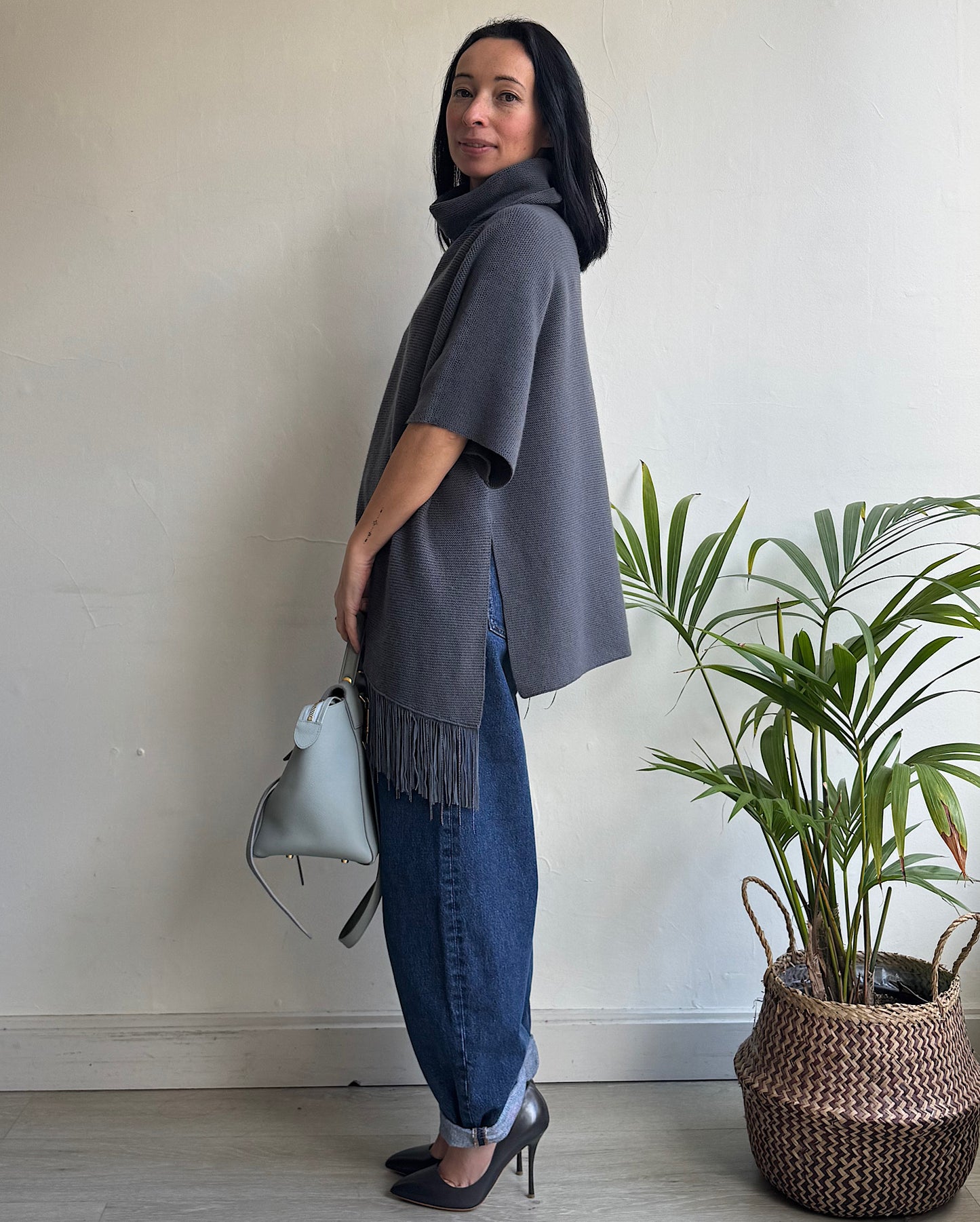 Grey Fringed Knit ~ Size M