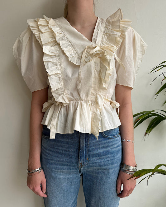 Cream Ruffle Top ~ Size 8