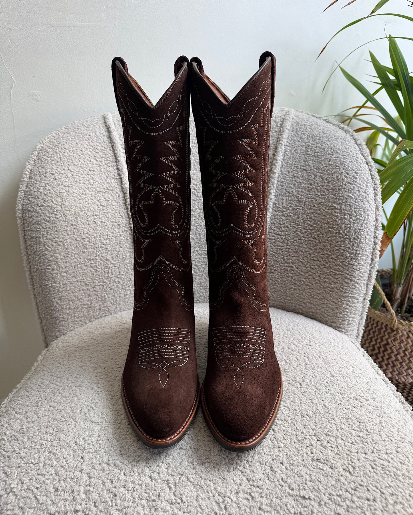Brown Suede Cowboy Boots ~ Size 4