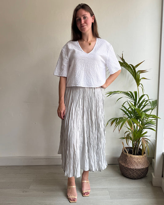 Silver Grey Crinkle Skirt ~ Size S