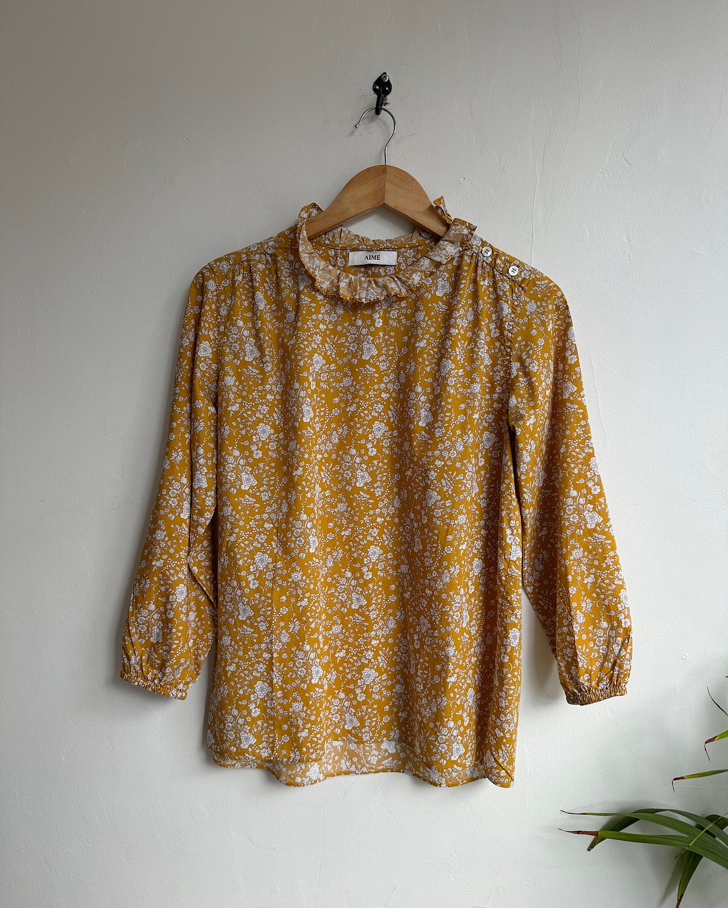 SALE - Mustard Floral Blouse ~ Size 10