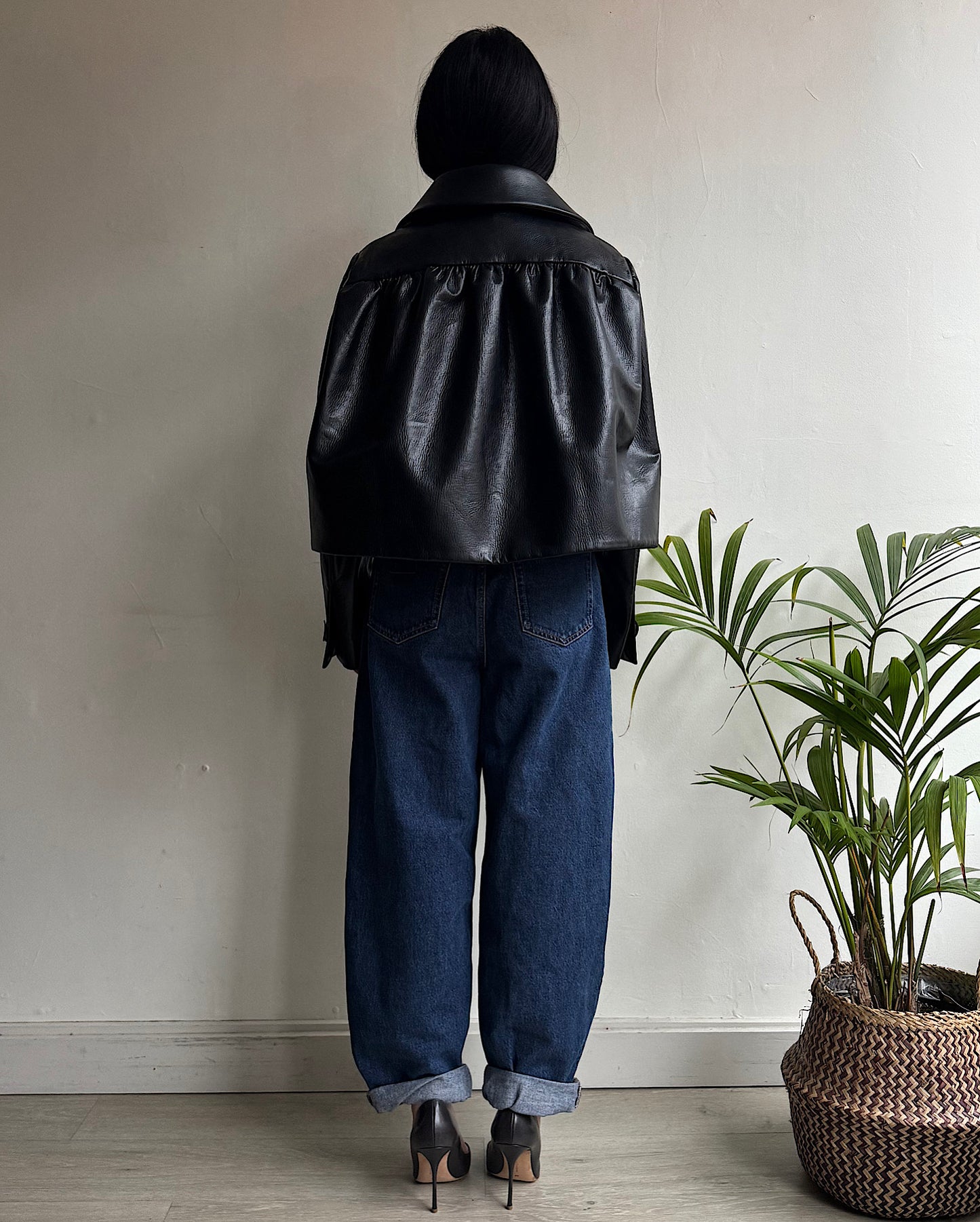 Cropped Leather Jacket ~ Size 10