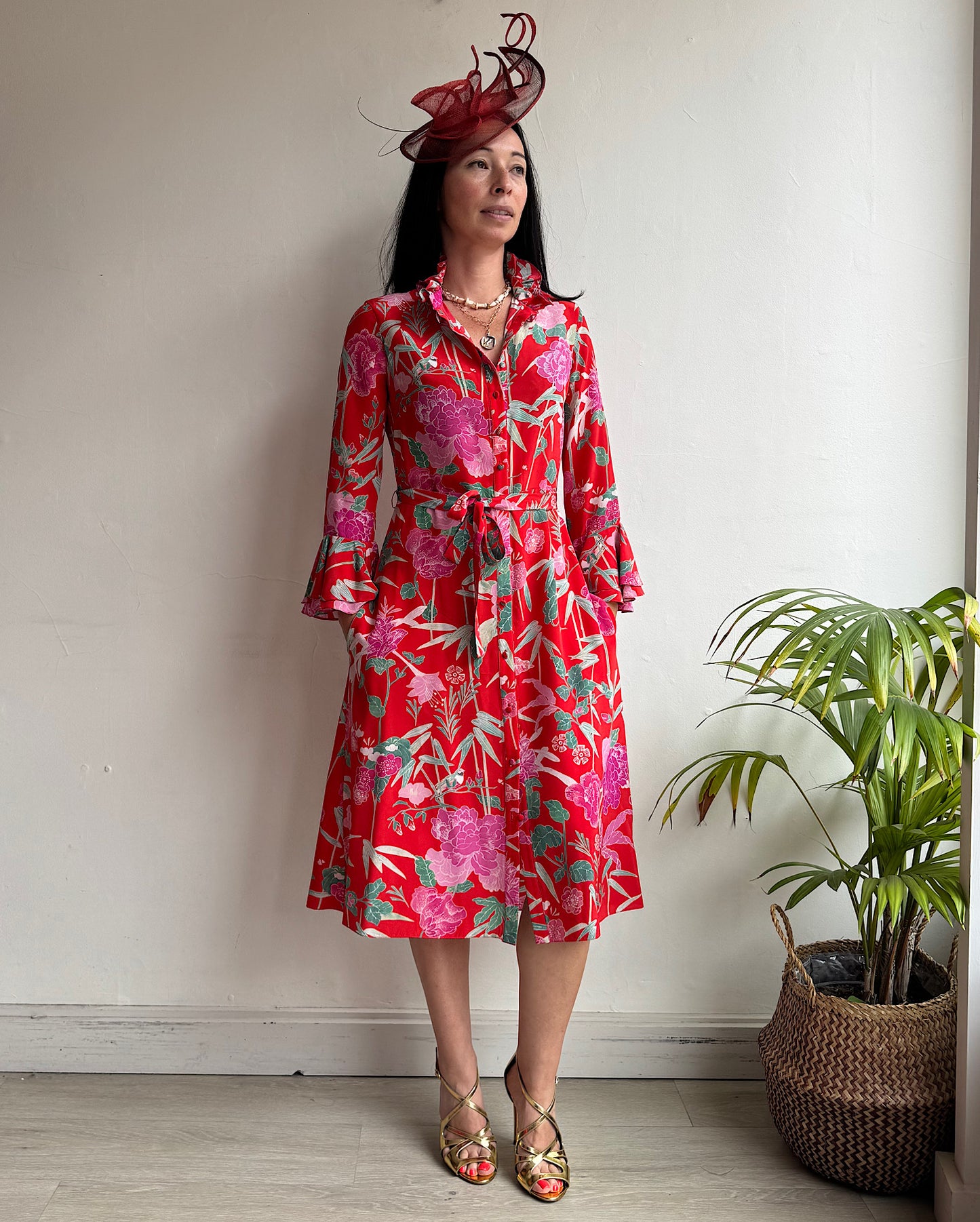 Beulah Red Silk Dress ~ Size 8