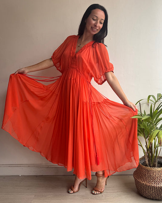 La Ligne Orange Silk Dress ~ Size S