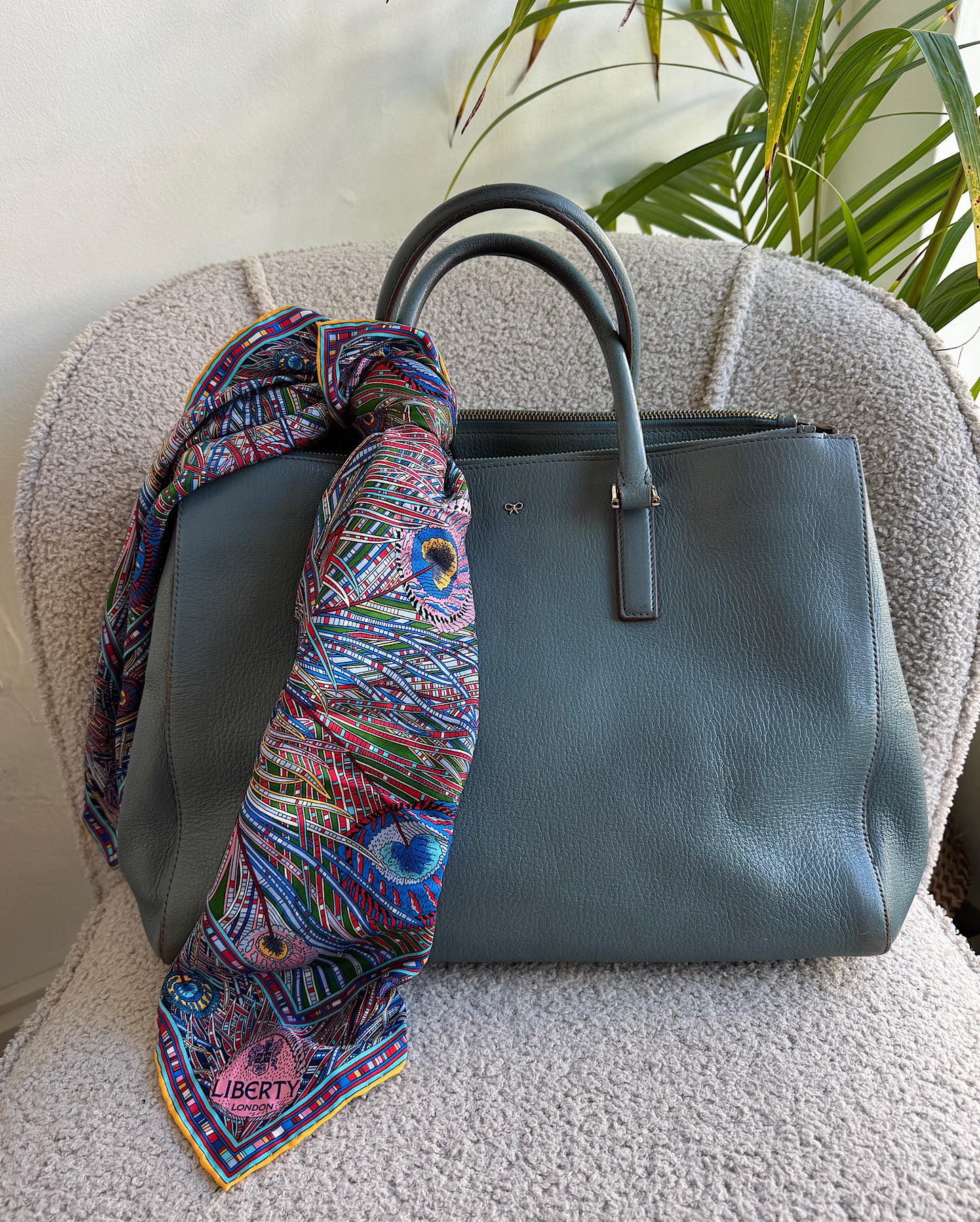 Teal Leather Tote