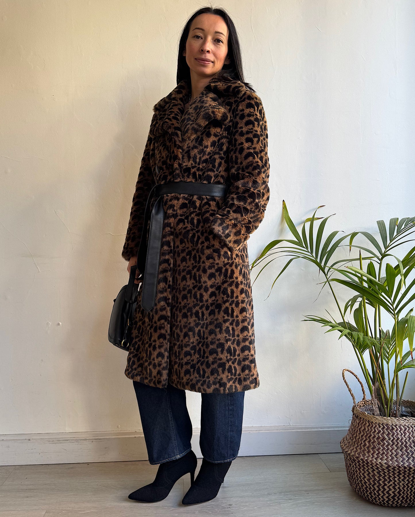 Animal Print Faux Fur Coat ~ Size 8/10