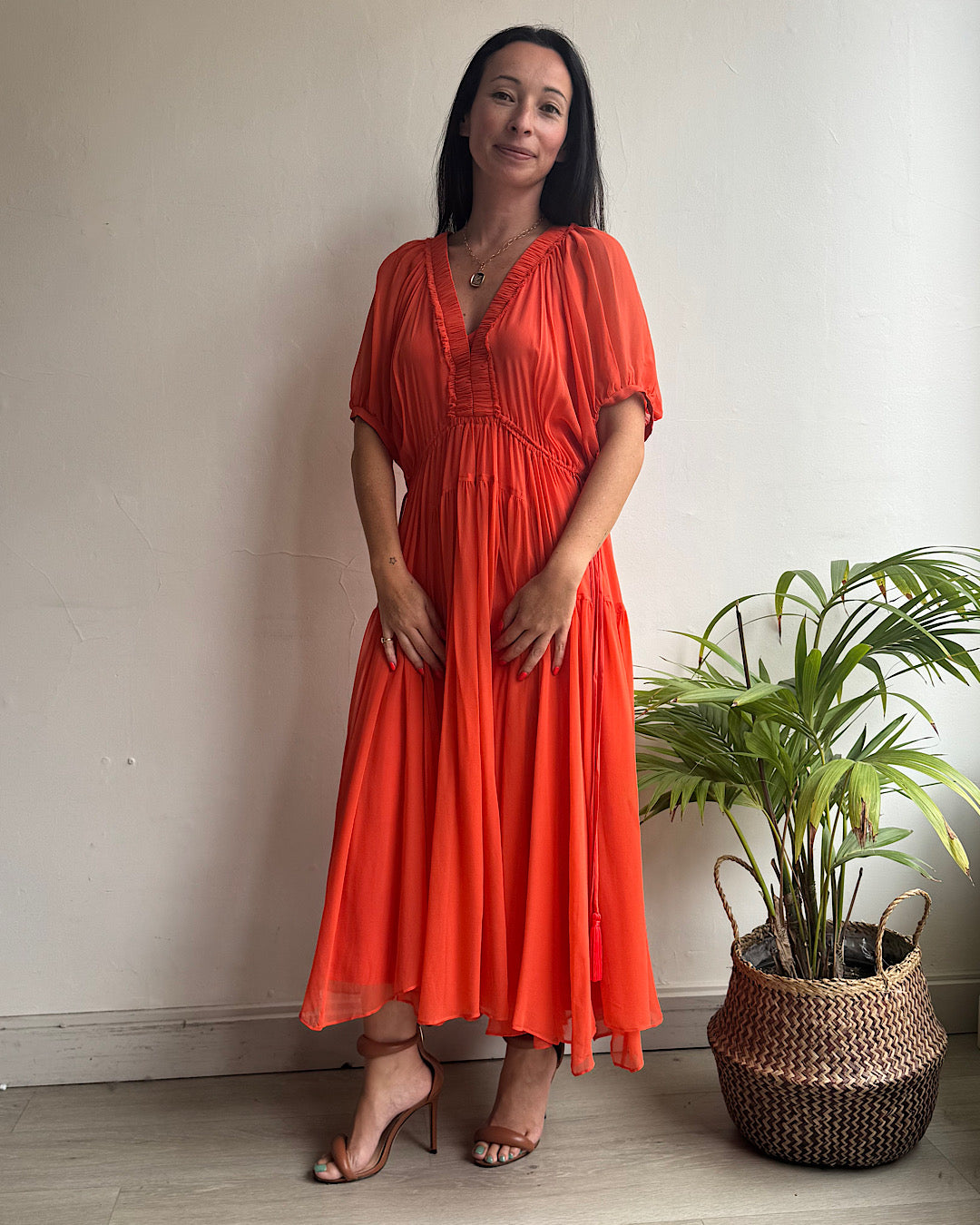 La Ligne Orange Silk Dress ~ Size S