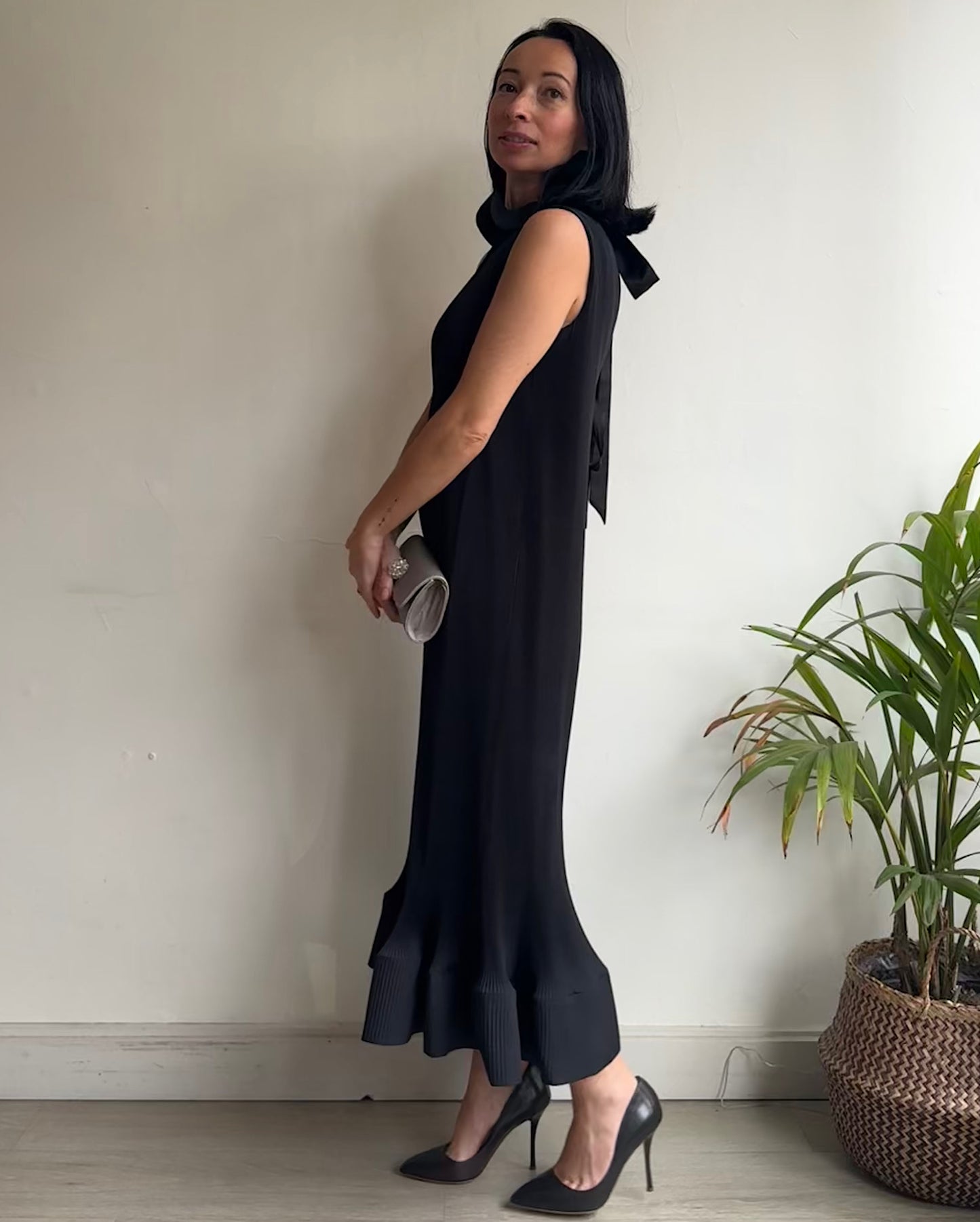 Black Pleated Dress ~ Size S