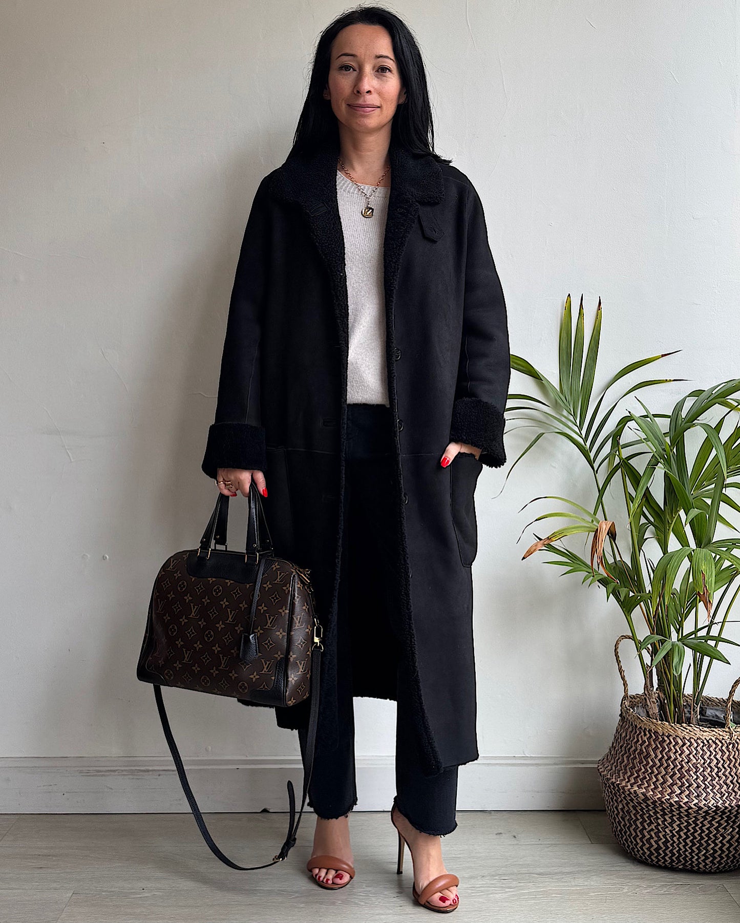 Black Shearling Coat ~ Size 10