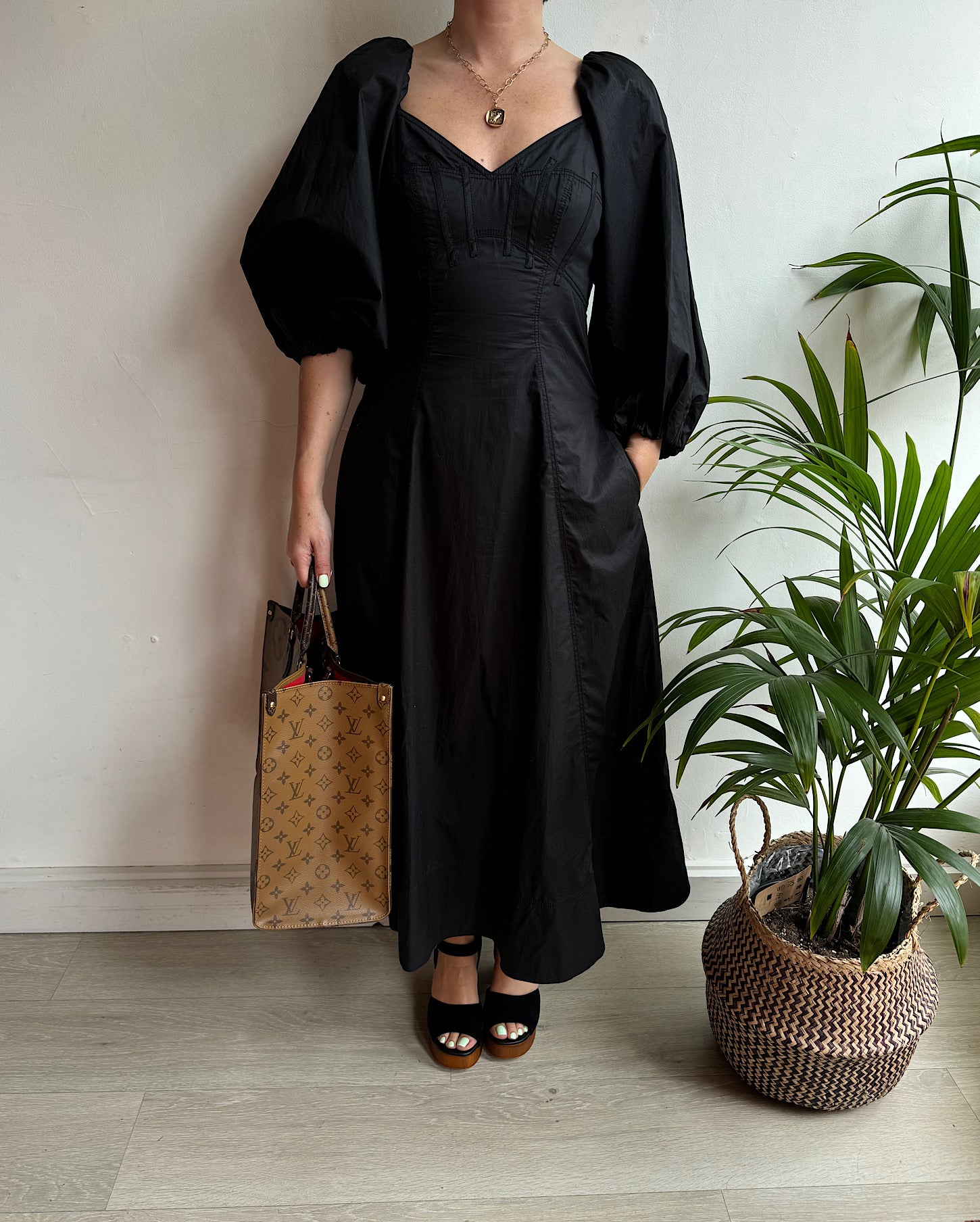 Black Aje Dress ~ Size 8 with Louis Vuitton bag