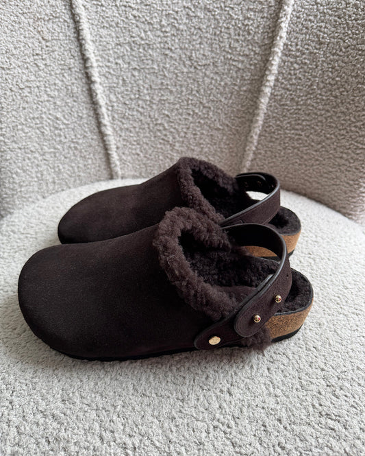 Brown Shearling Sleep Clogs ~ Size 4