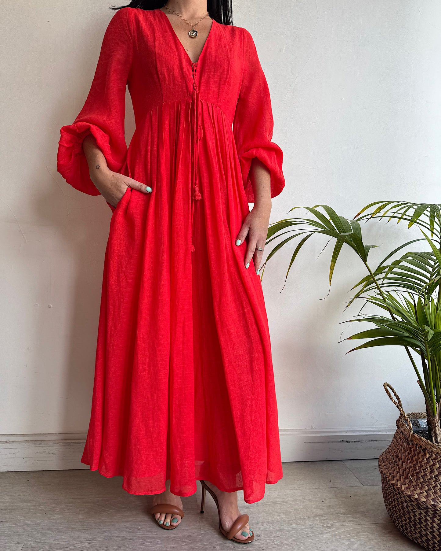 Weekend Maxmara Red Linen Dress ~ Size 6