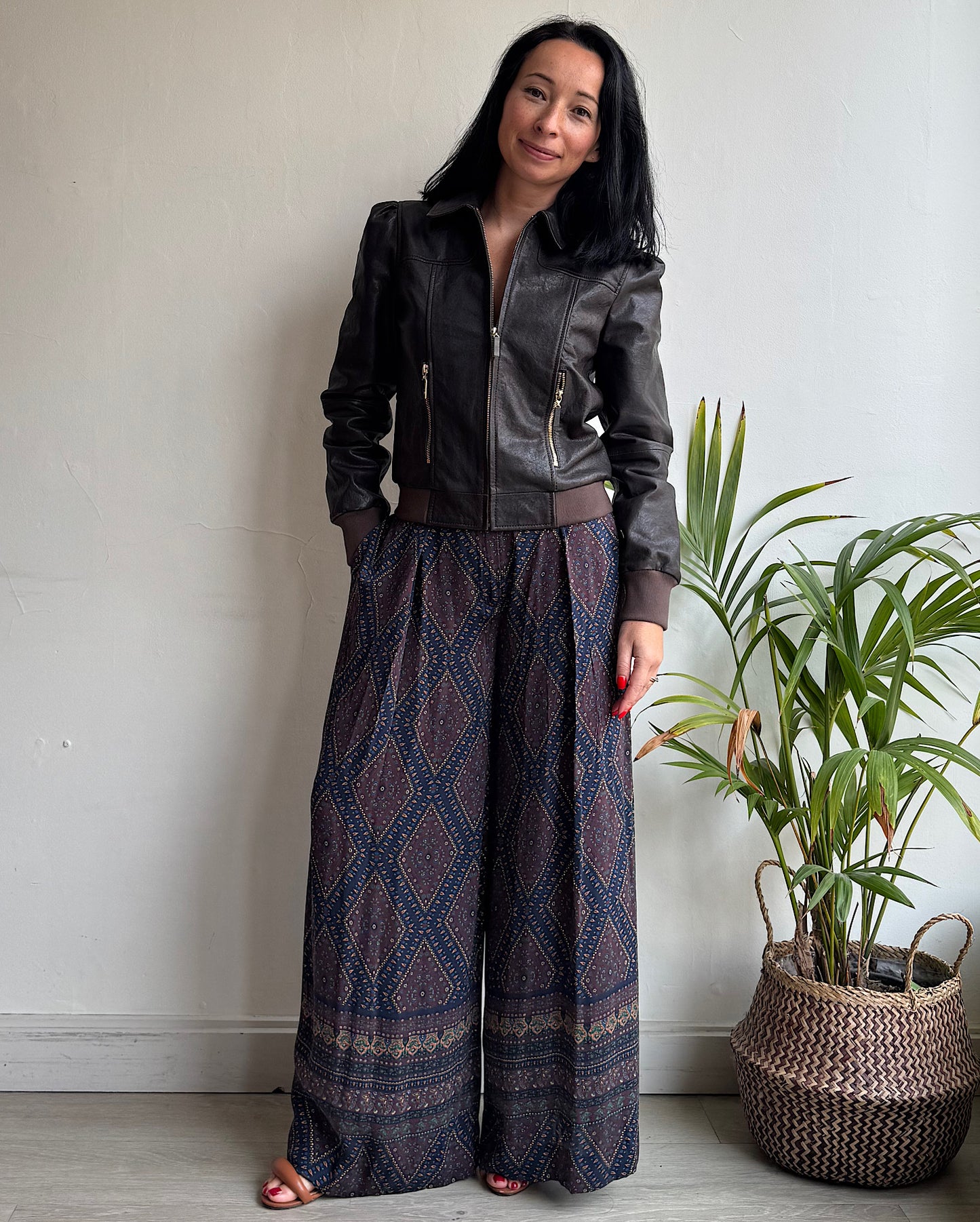 Brown Leather Jacket ~ Size 8