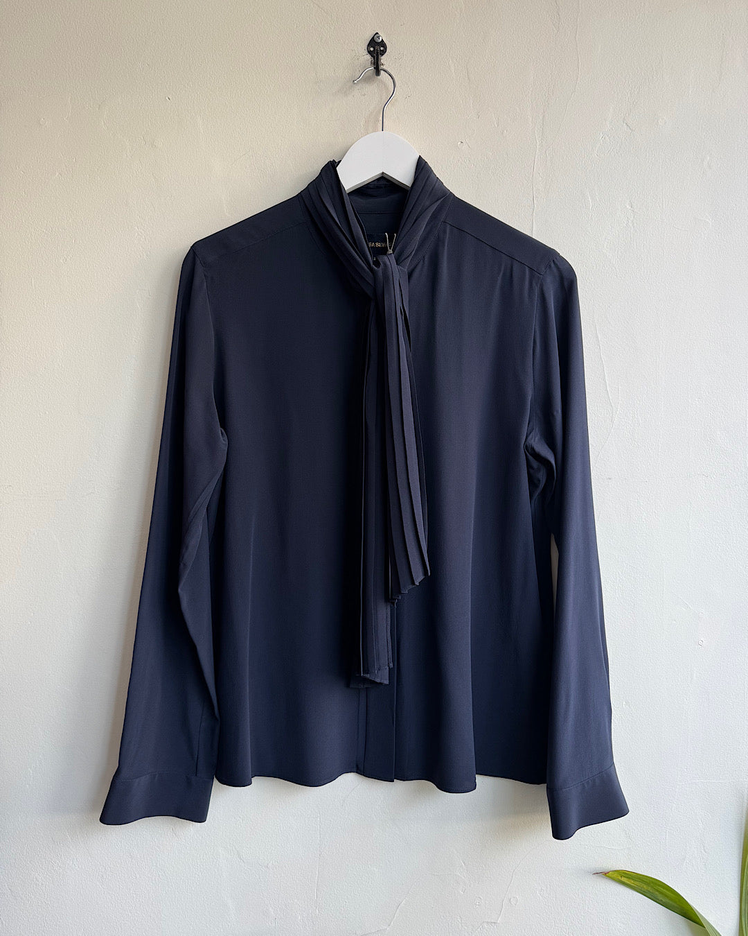 Navy Silk Blouse ~ Size 12