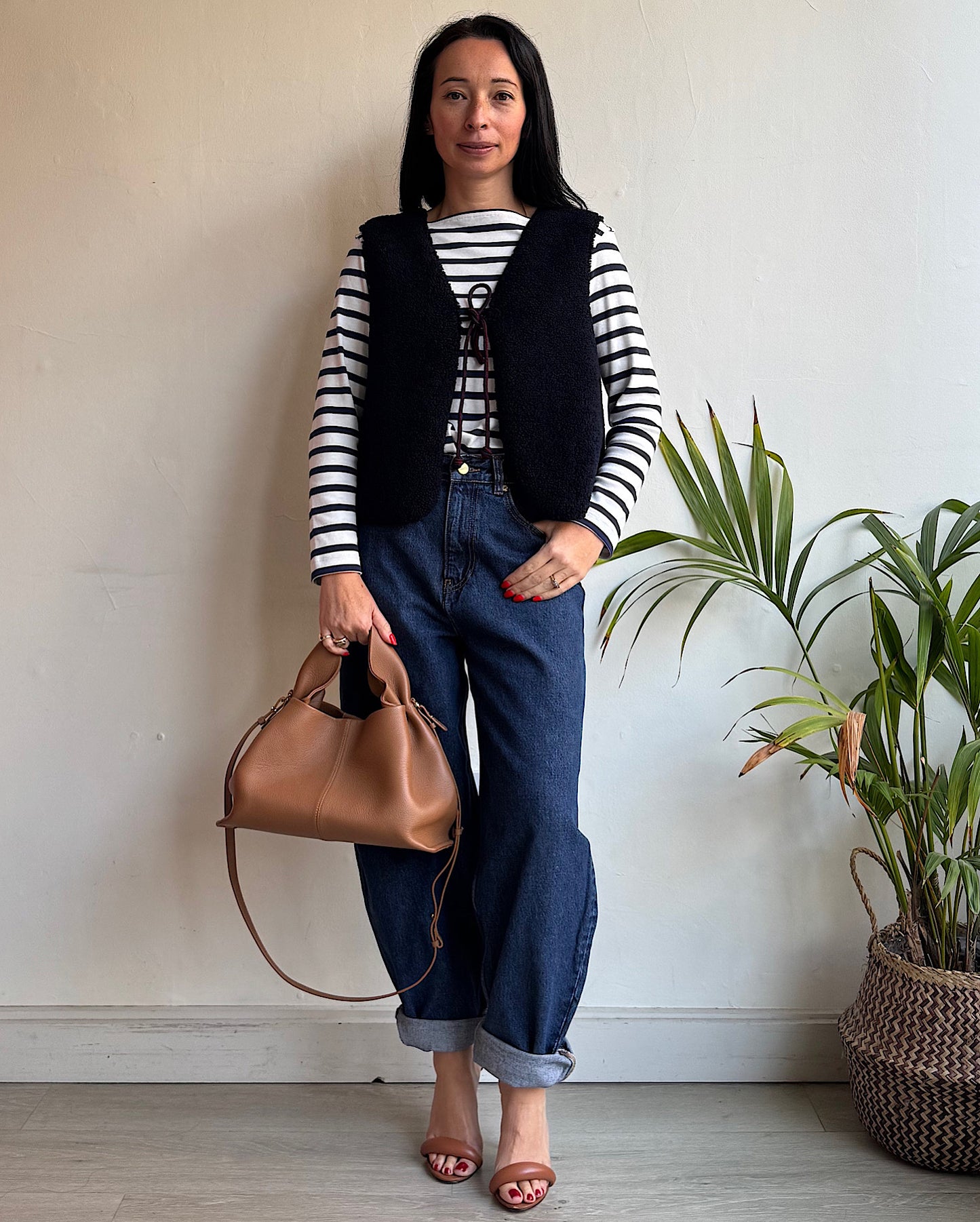 Navy Shearling Gilet ~ O/S