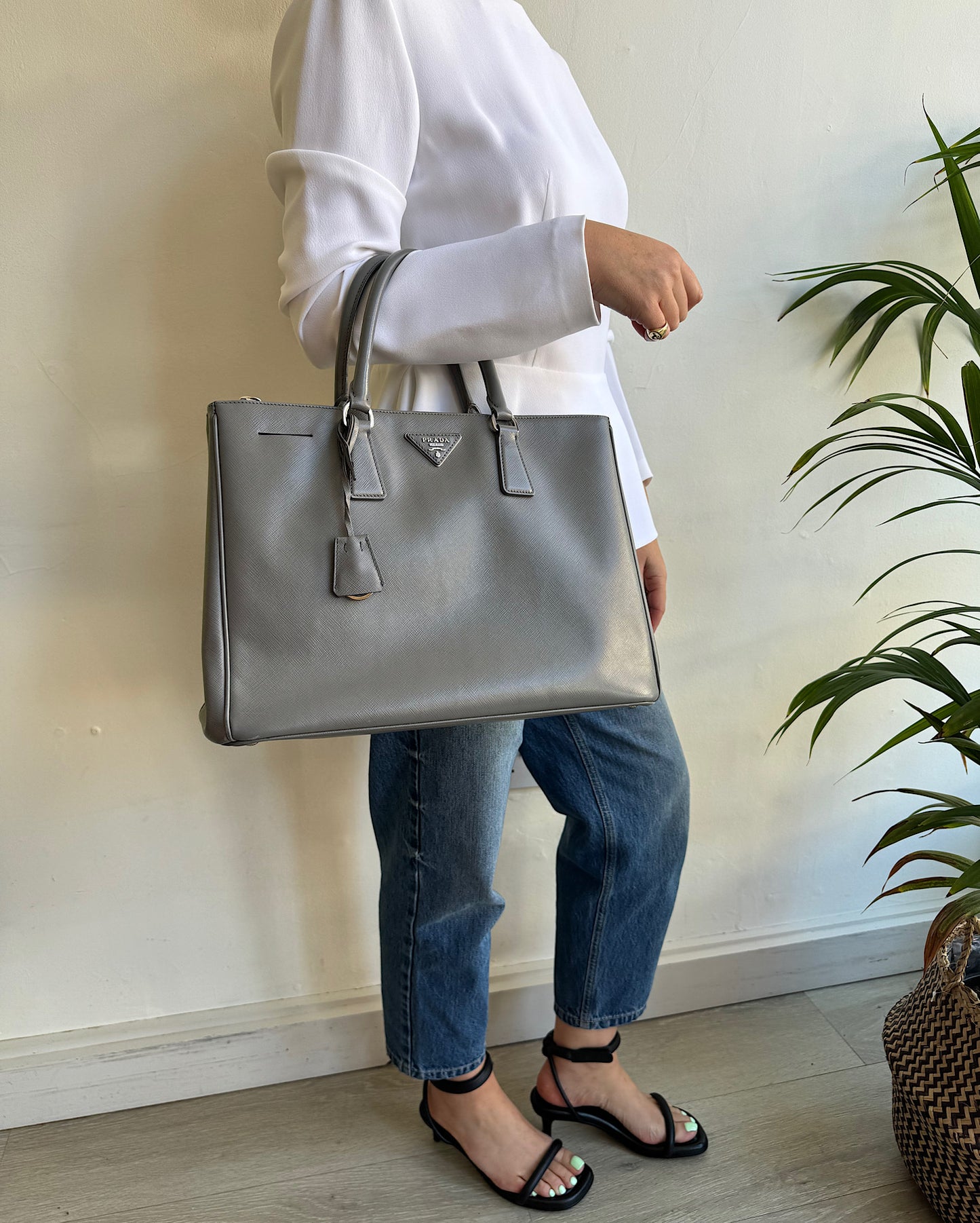 Grey Saffiano Tote