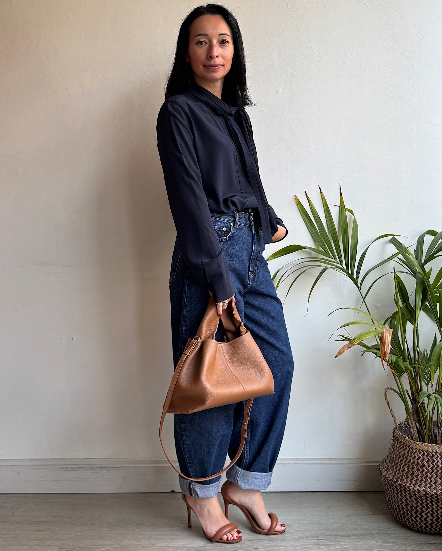 Navy Silk Blouse ~ Size 12