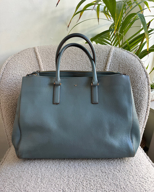 Teal Leather Tote
